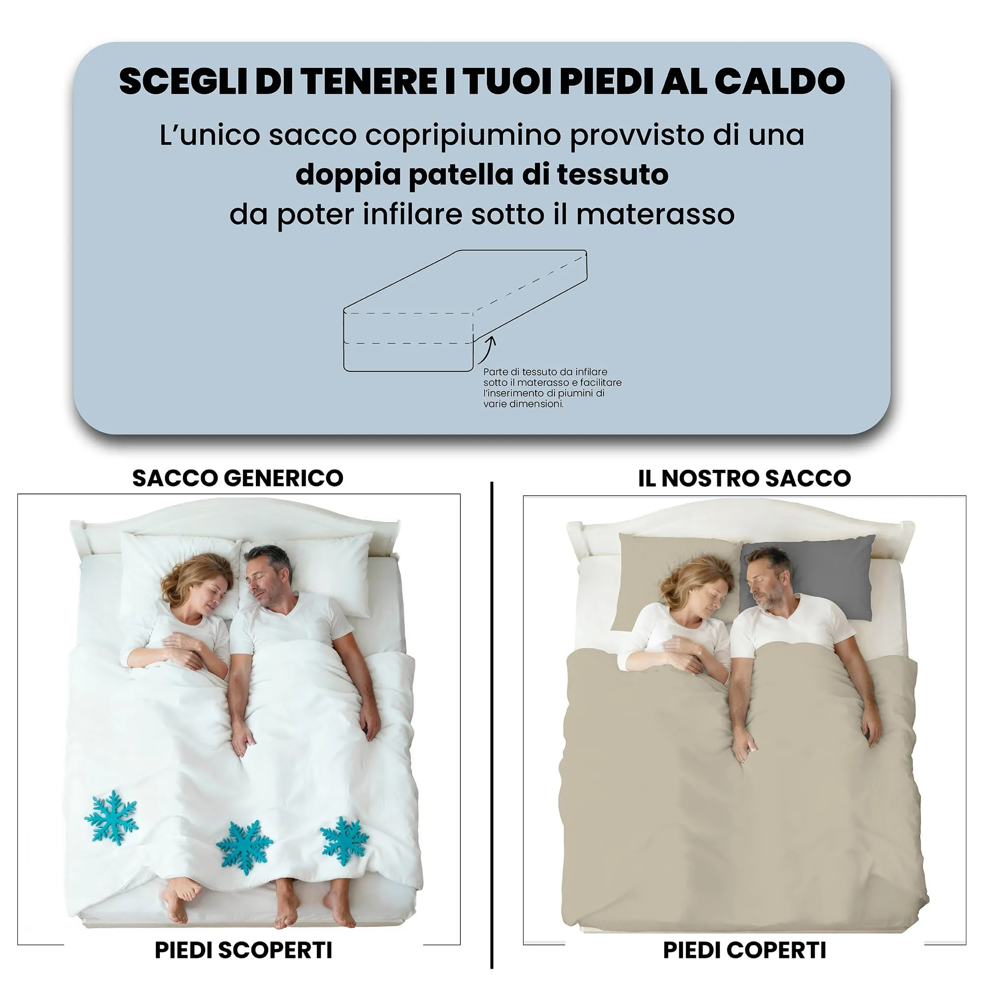 Italian Bed Linen Set Copripiumino 100% Cotone, 200x200 cm, Piazza e Mezza, Tortora/Grigio Scuro - immagine 6