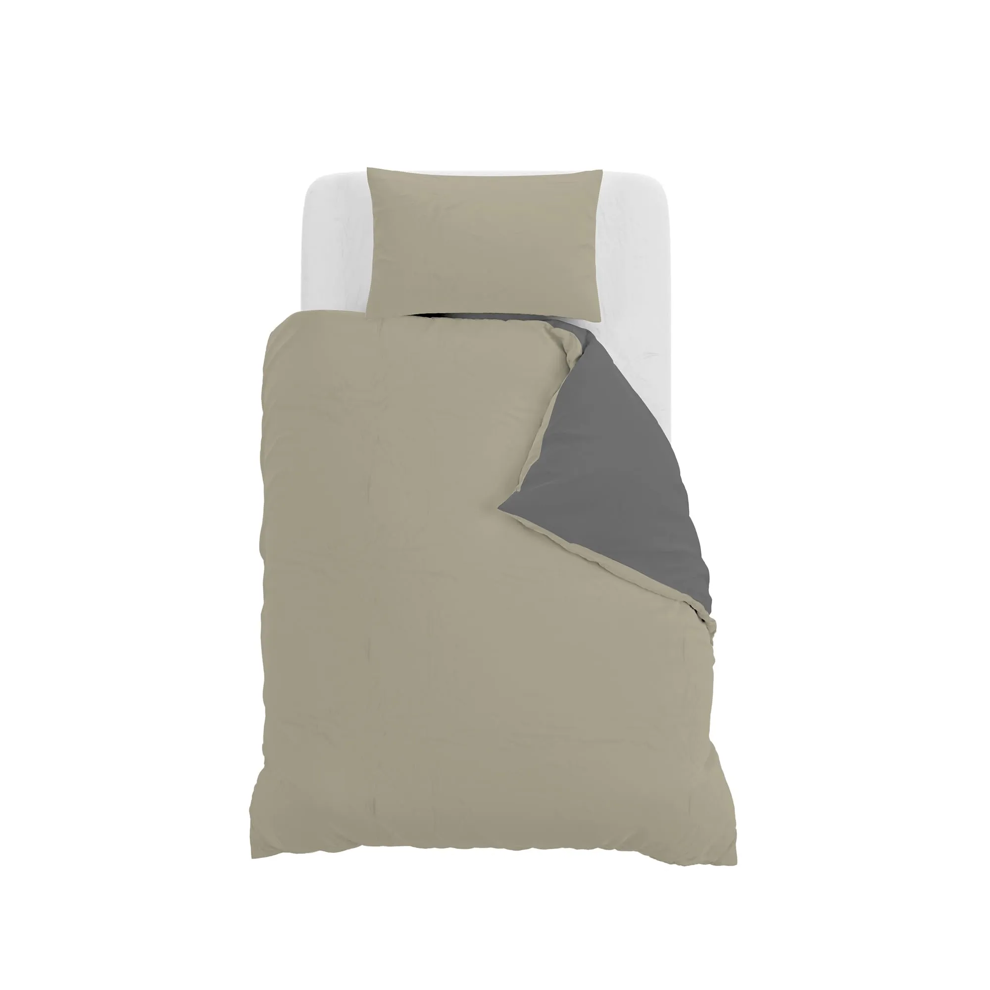 Italian Bed Linen Set Copripiumino 100% Cotone, 200x200 cm, Piazza e Mezza, Tortora/Grigio Scuro - immagine 10