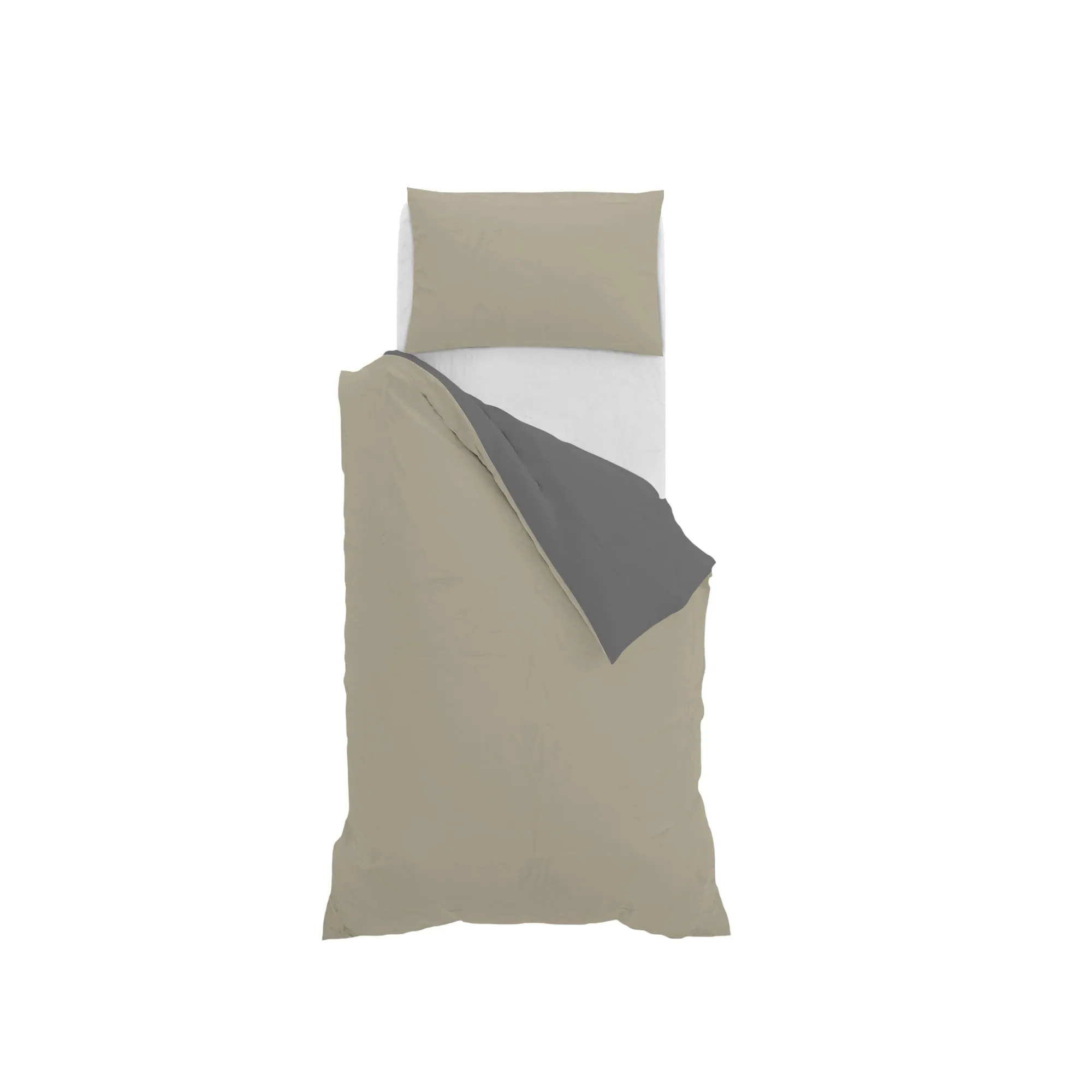 Italian Bed Linen Set Copripiumino 100% Cotone, Singolo, 150x200 cm, Tortora/Grigio Scuro - immagine 10