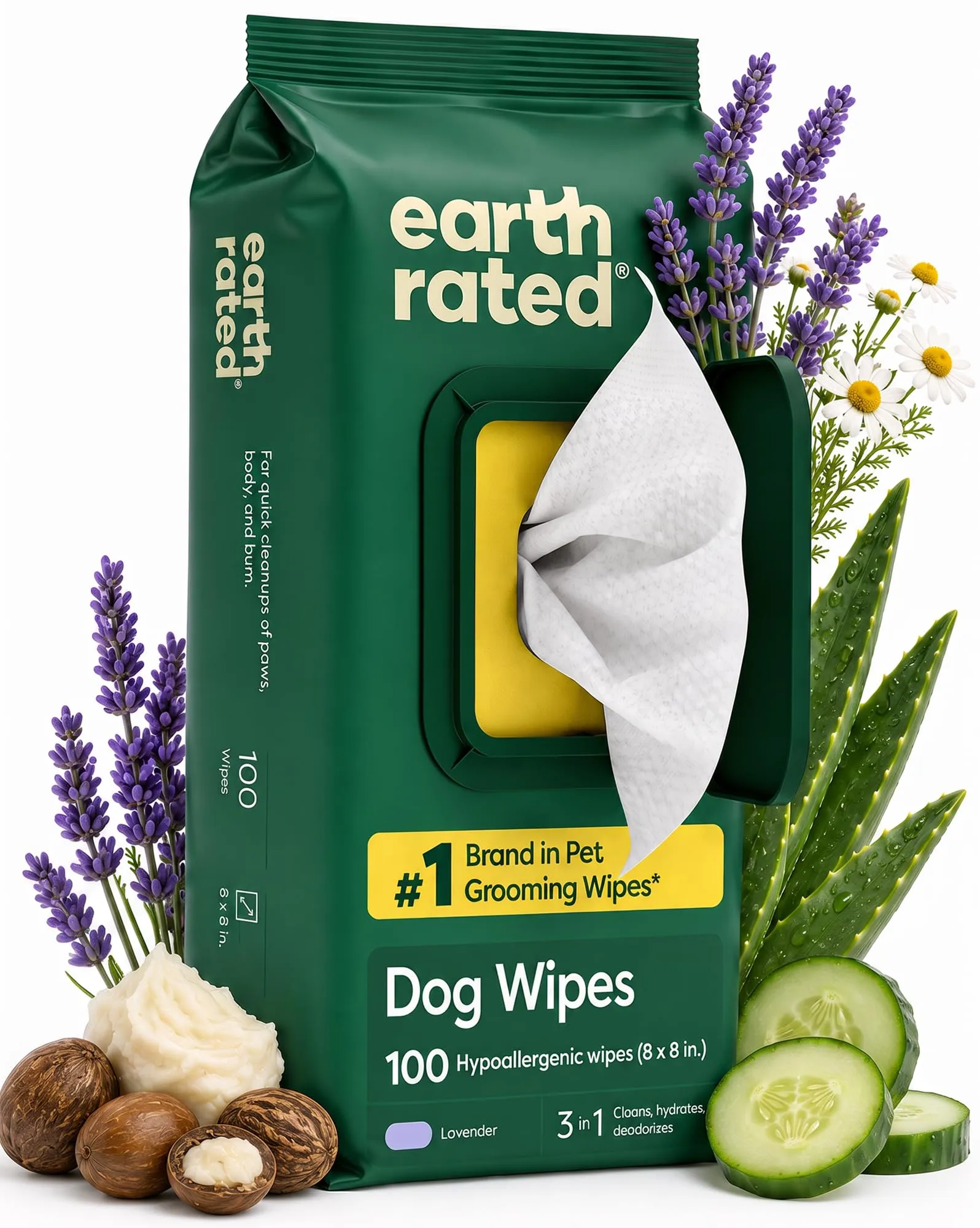Earth Rated Salviette Ipoallergeniche per Cani alla Lavanda, 100 Pezzi - immagine 1