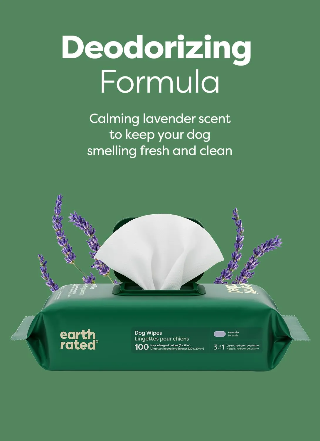 Earth Rated Salviette Ipoallergeniche per Cani alla Lavanda, 100 Pezzi - immagine 6
