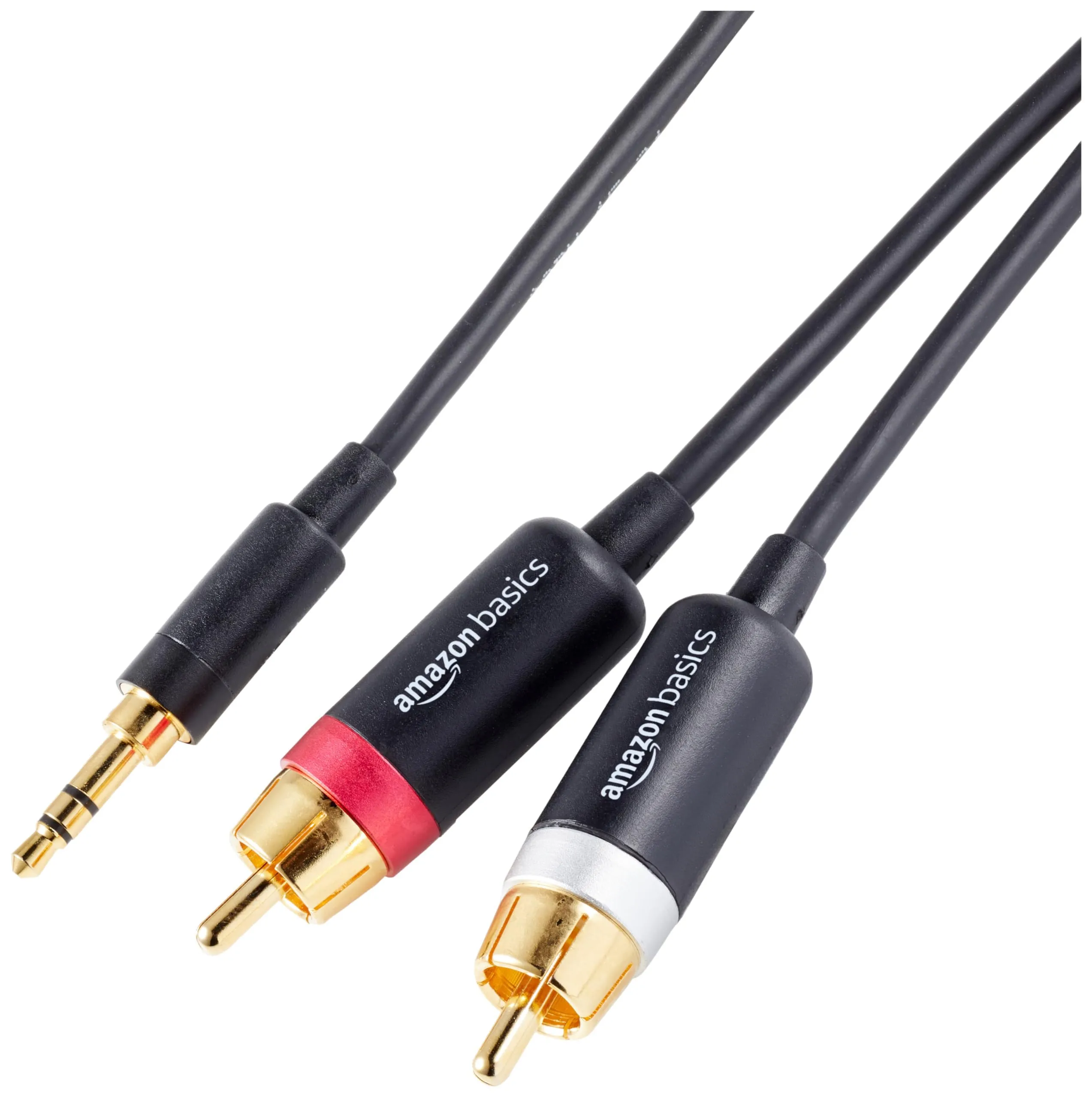 Amazon Basics Cavo Adattatore da Aux 3,5 mm a 2 RCA, 7.6 m, Nero - immagine 1