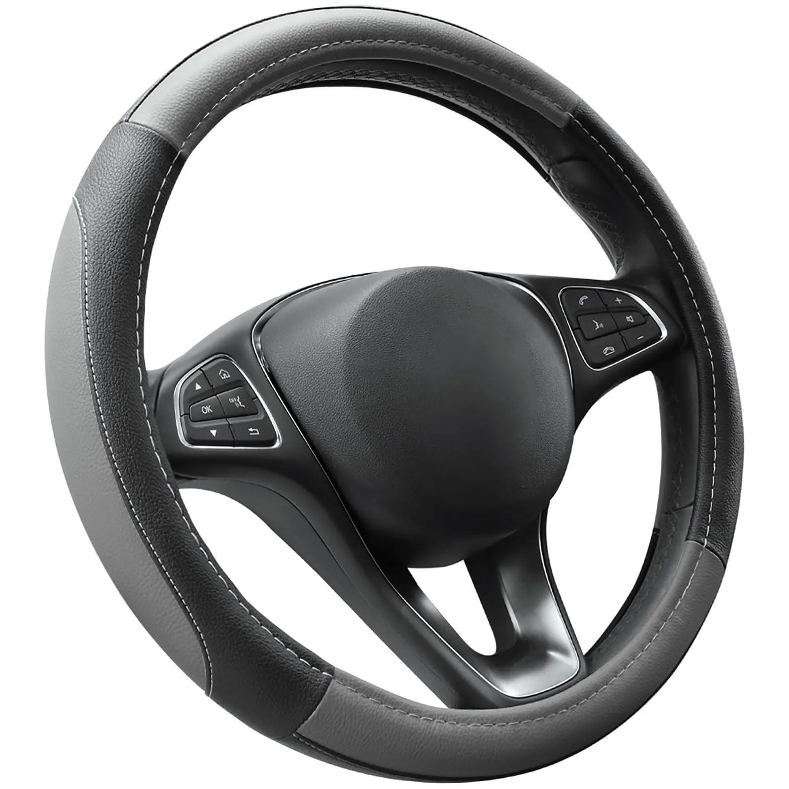 COFIT Coprivolante Auto Universale in Pelle Microfibra, 37-38cm, Grigio e Nero - immagine 1