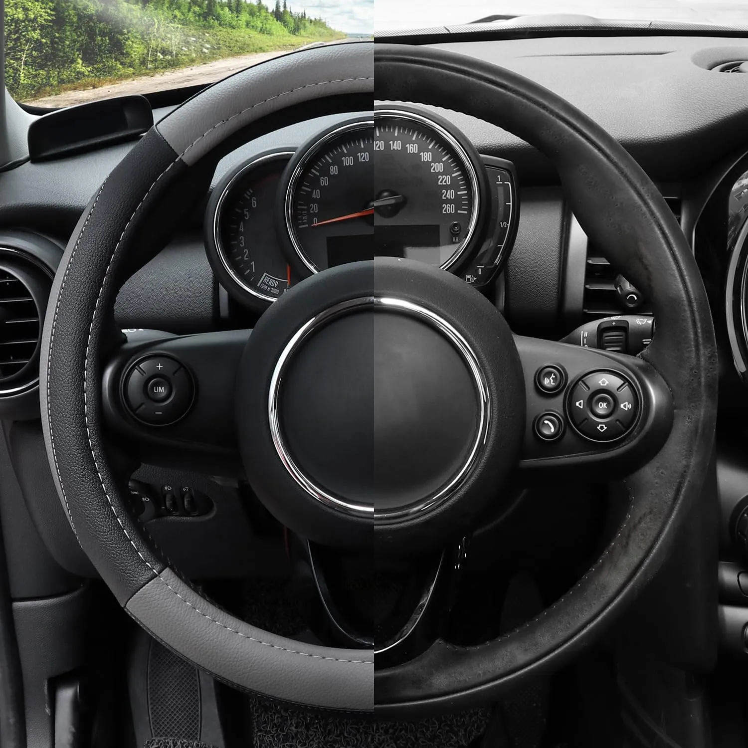 COFIT Coprivolante Auto Universale in Pelle Microfibra, 37-38cm, Grigio e Nero - immagine 3