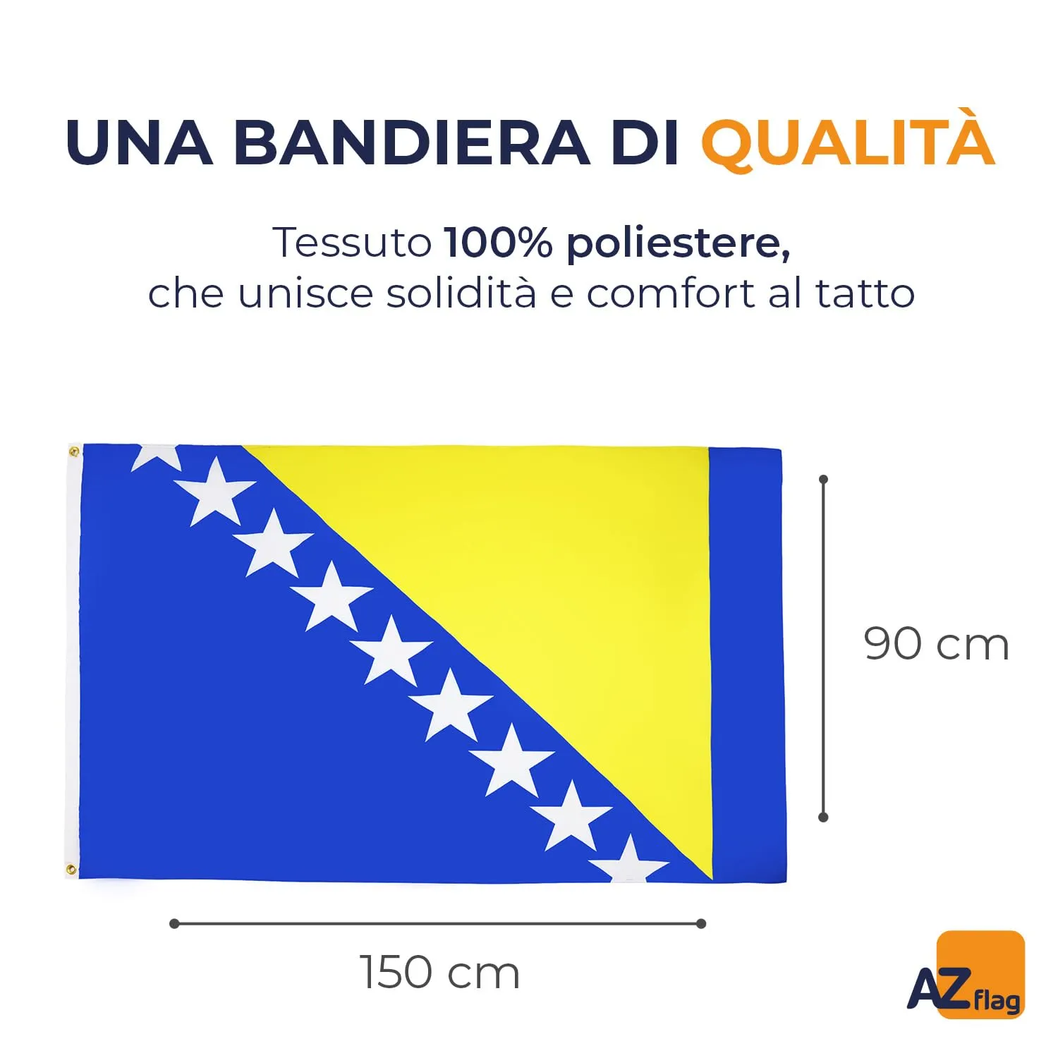 AZ FLAG Bandiera Bosnia ed Erzegovina 150x90 cm con 2 Occhielli - immagine 2