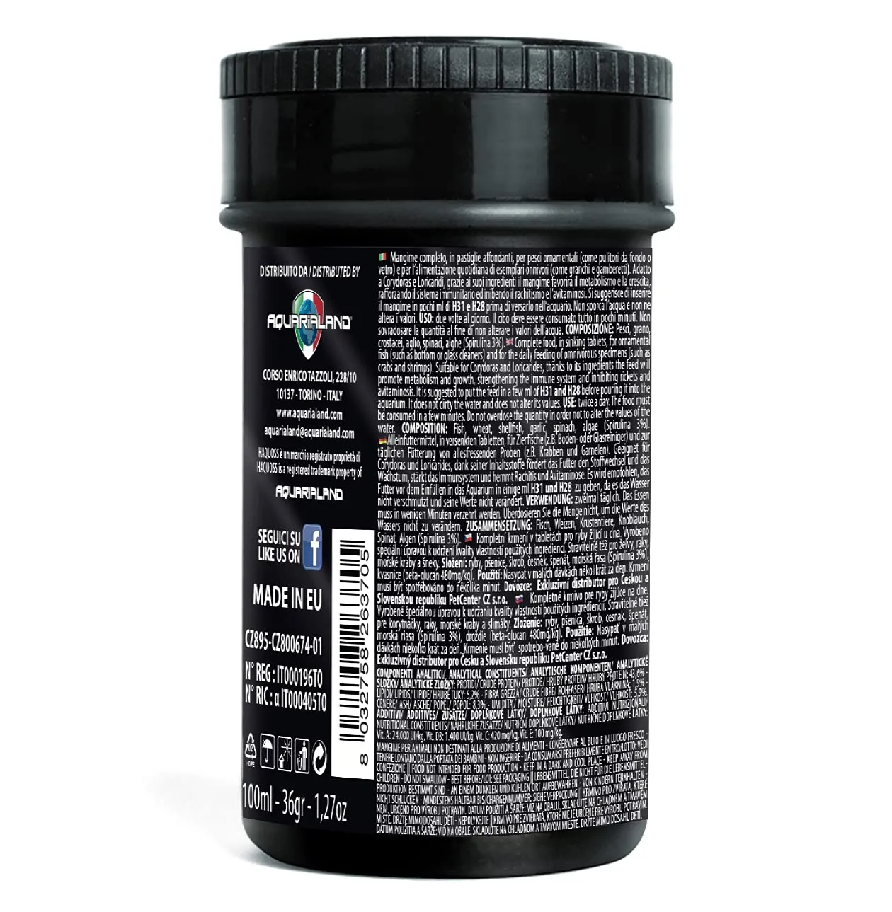 Haquoss Tablet Mix Mangime in Pastiglie affondanti per Pesci Pulitori da Fondo e Vetro, 36 g - immagine 2