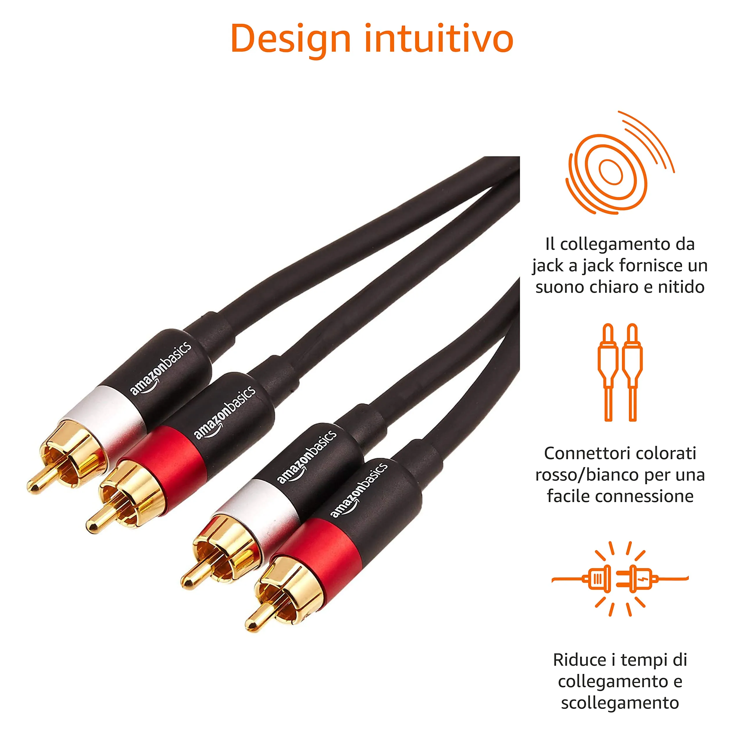 Amazon Basics Cavo Audio RCA, 1.22 m, Nero - immagine 4