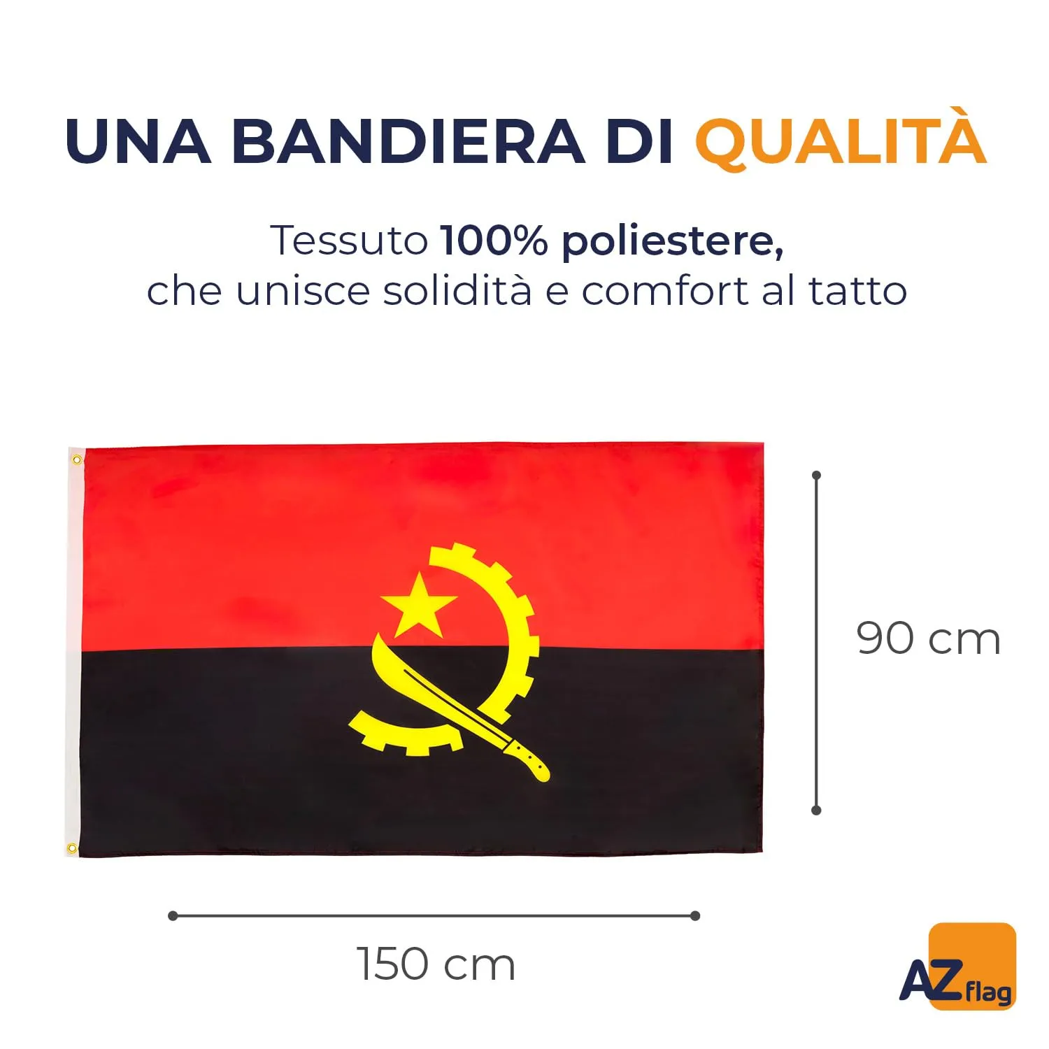 AZ FLAG Bandiera Angola 150x90 cm Poliestere Leggero con 2 Occhielli - immagine 2