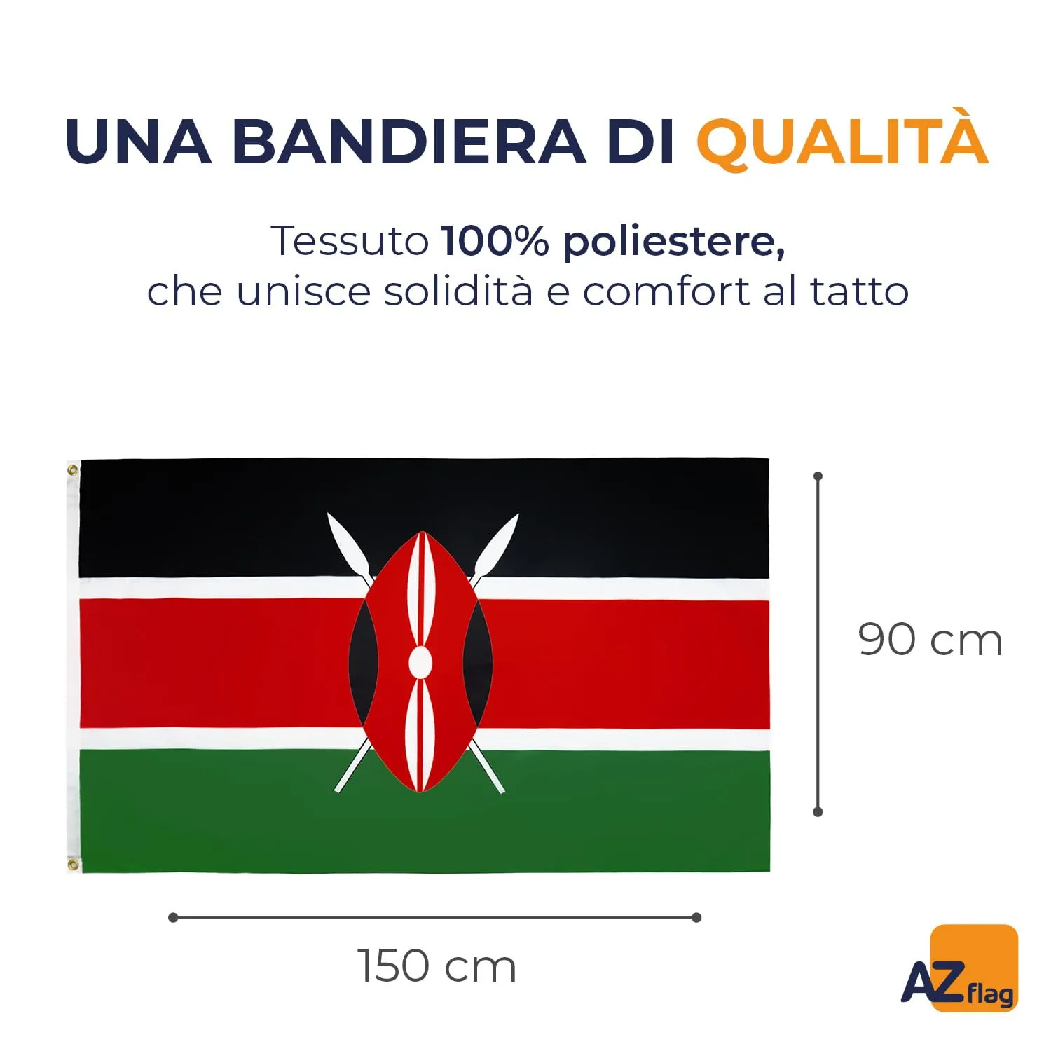 AZ FLAG Bandiera Kenya 150x90 cm in Poliestere leggero con 2 Occhielli - immagine 2