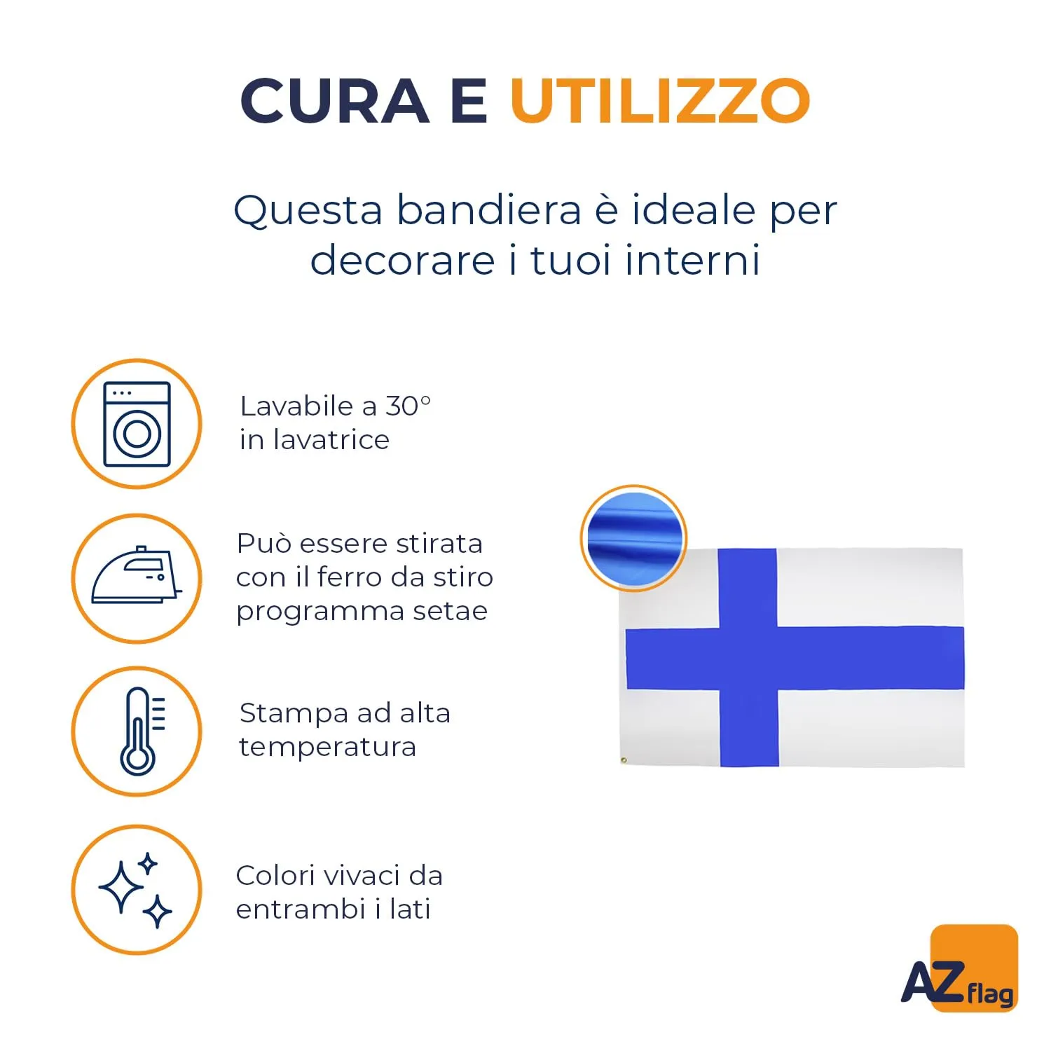 AZ FLAG Bandiera Finlandia 150x90 cm Poliestere Leggero con 2 Occhielli - immagine 5