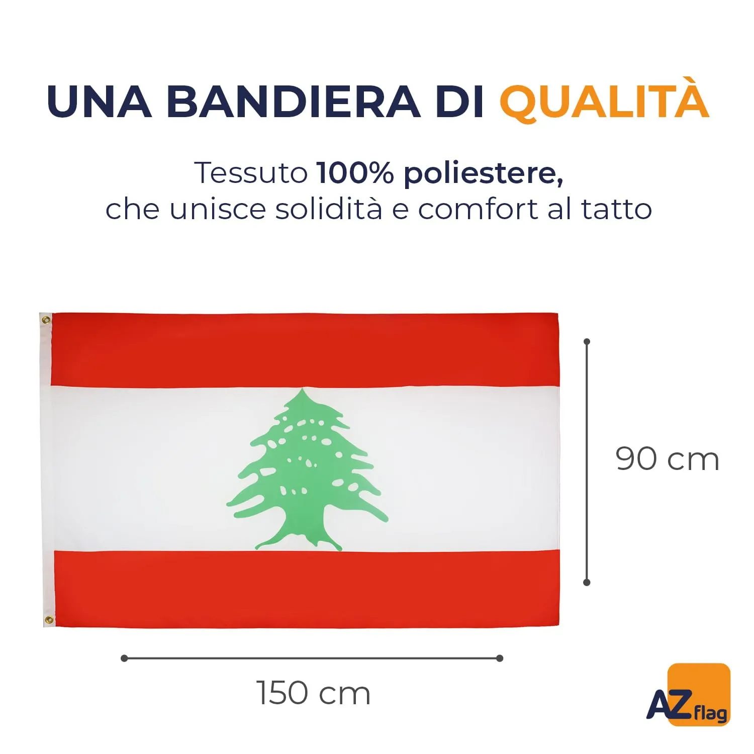 AZ FLAG Bandiera Libano 150x90 cm in Poliestere leggero con 2 Occhielli - immagine 2