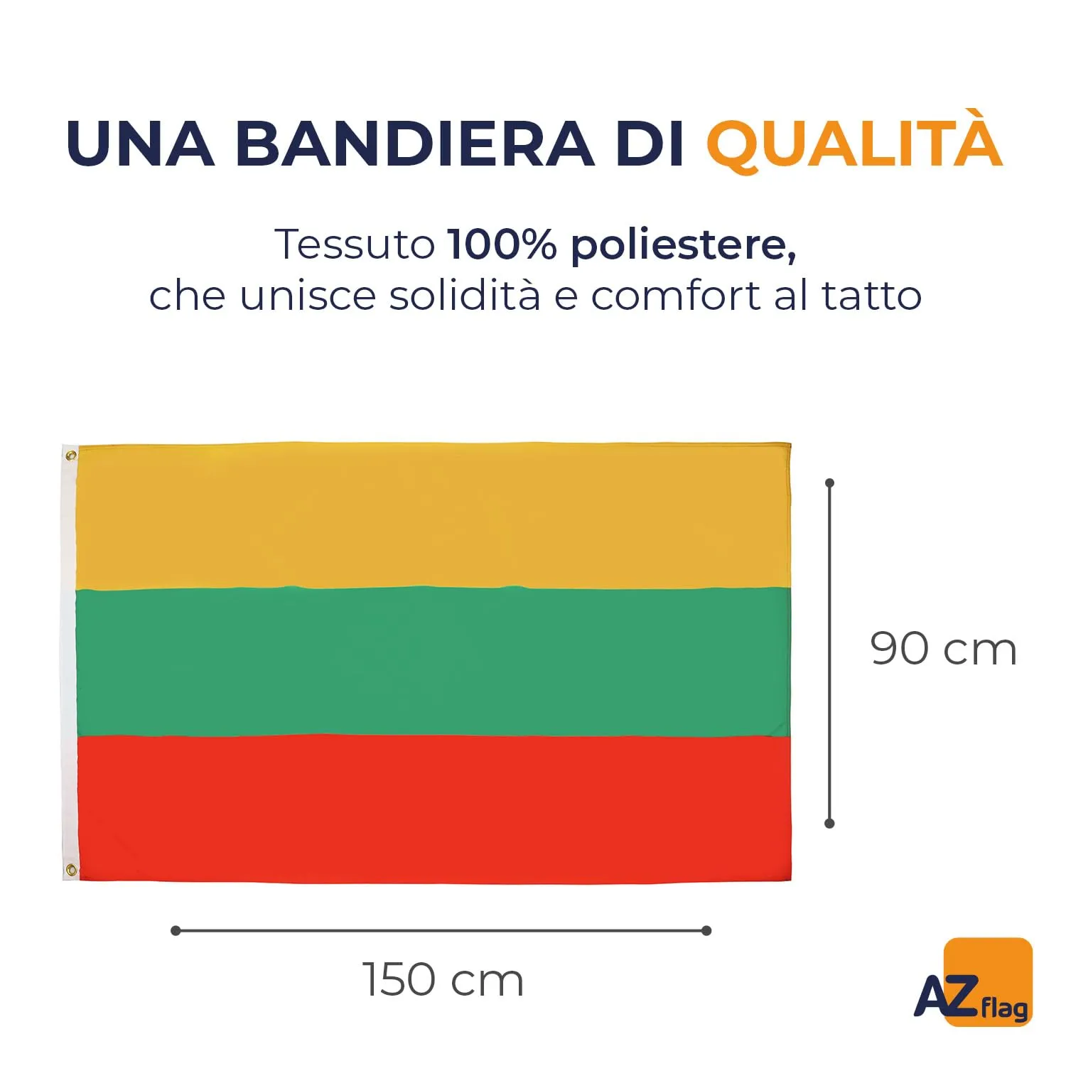 AZ FLAG Bandiera Lituania 150x90 cm Poliestere Leggero con Occhielli - immagine 2