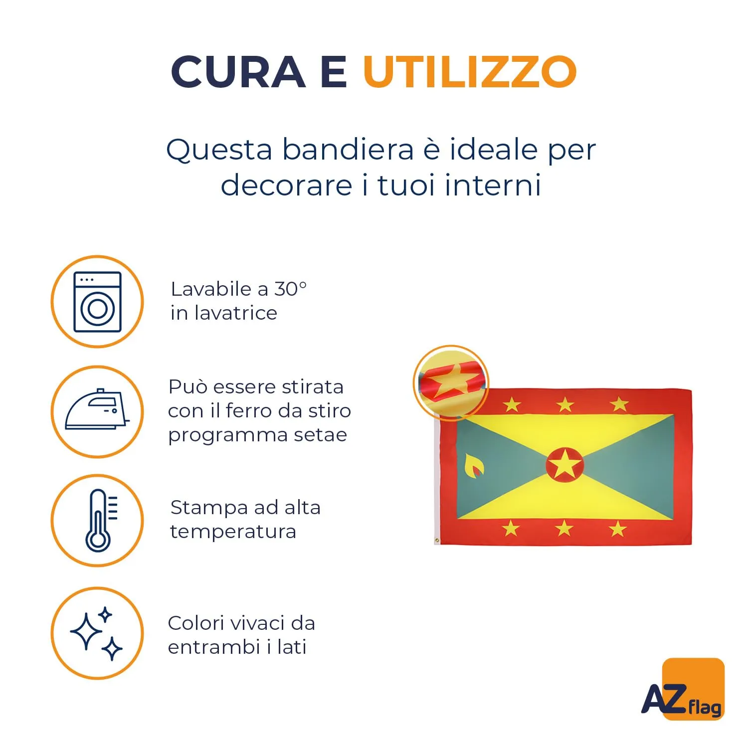 AZ FLAG Bandiera Grenada 150x90 cm in Poliestere leggero con Occhielli - immagine 5