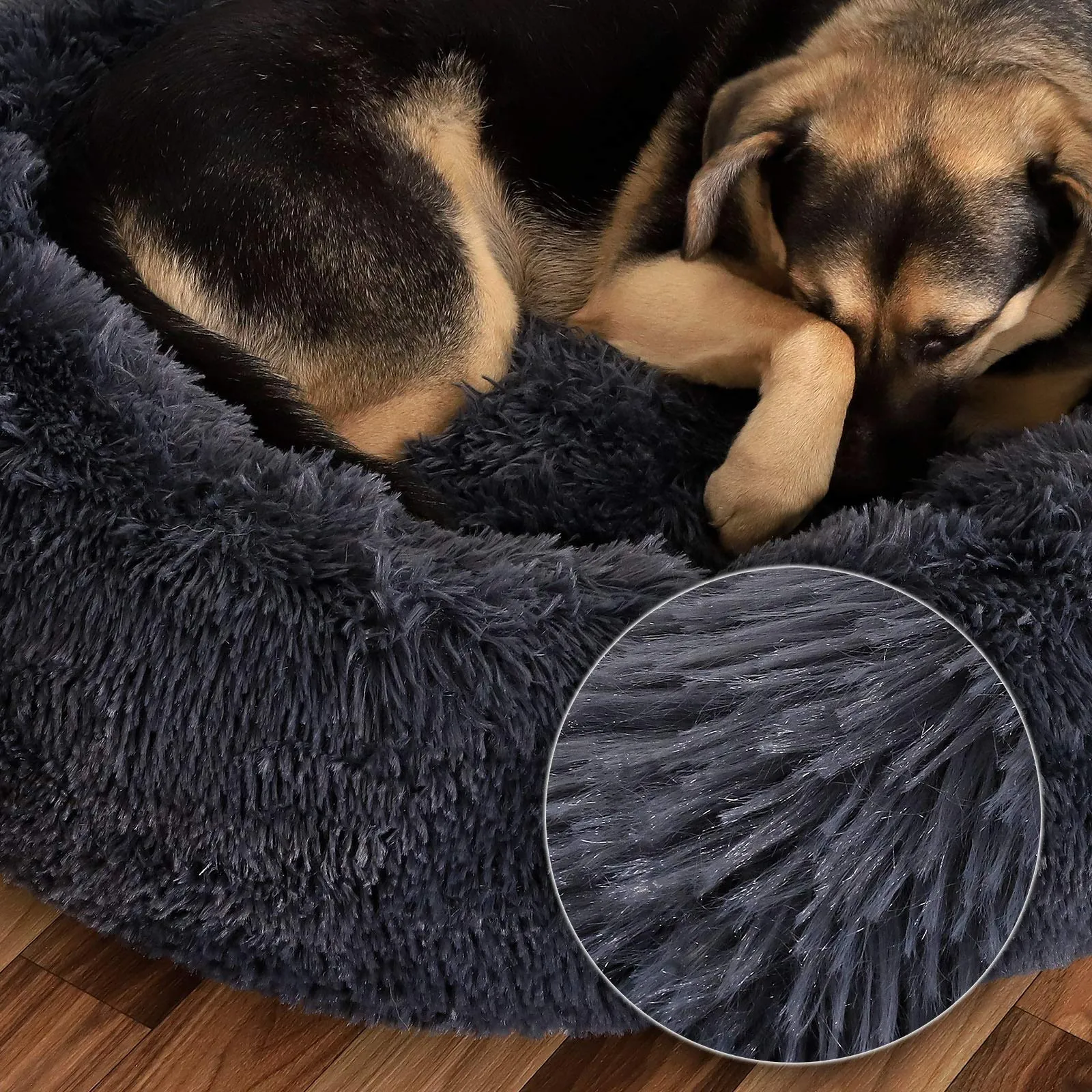 lionto Cuccia Ciambella per Cani e Gatti, Rotonda, Ø 70 cm, Grigio Scuro - immagine 4