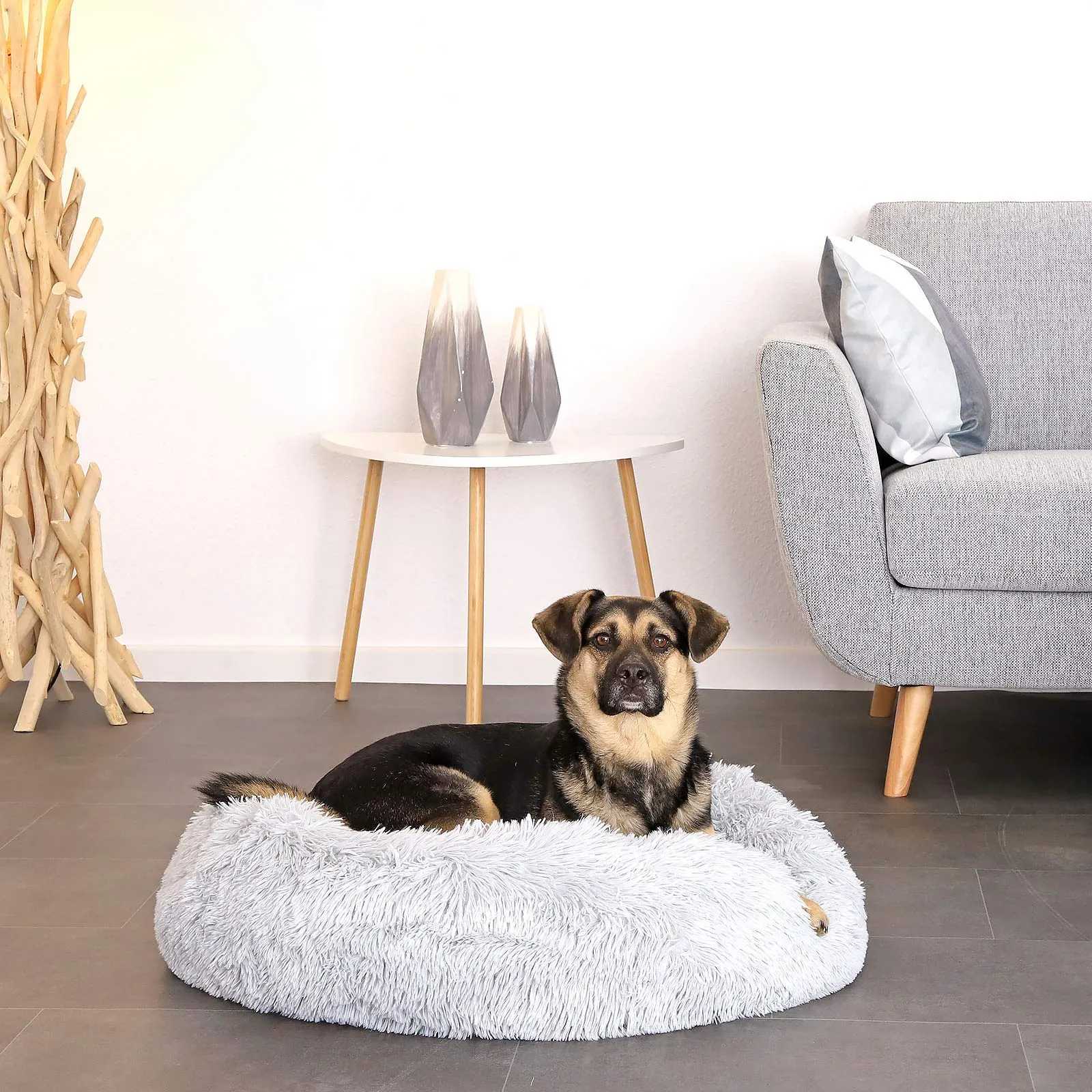 lionto Cuccia Ciambella per Cani e Gatti, Rotonda, Ø 70 cm, Grigio Chiaro - immagine 2