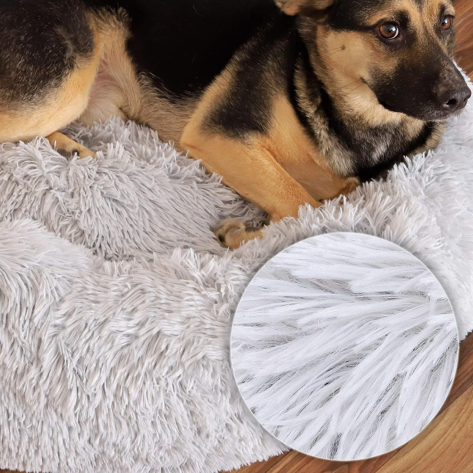 lionto Cuccia Ciambella per Cani e Gatti, Rotonda, Ø 70 cm, Grigio Chiaro - immagine 4