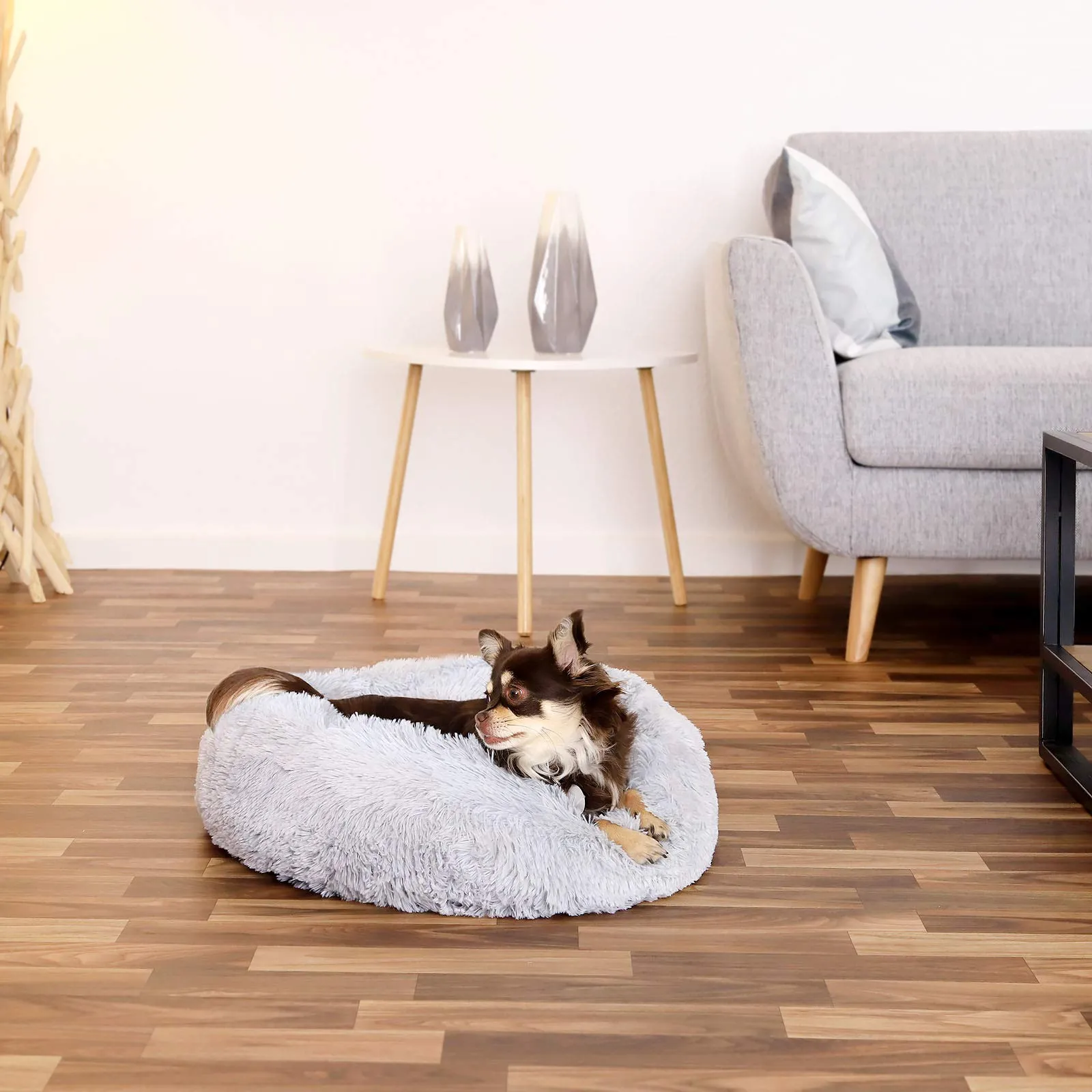 lionto Cuccia Ciambella per Cani e Gatti, Ø 50 cm, Grigio Chiaro - immagine 3