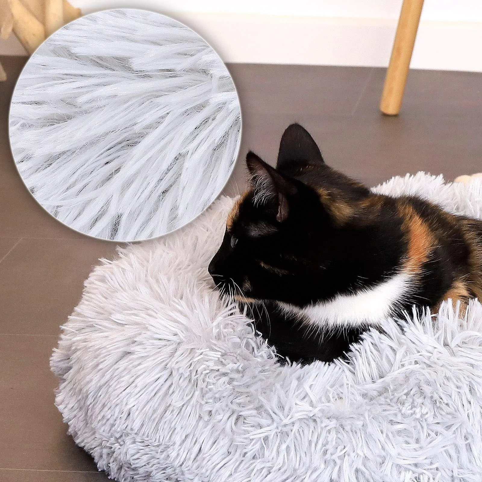lionto Cuccia Ciambella per Cani e Gatti, Ø 40 cm, Grigio Chiaro - immagine 5