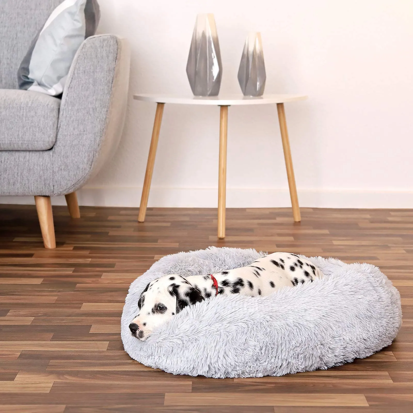 lionto Cuccia Ciambella per Cani e Gatti, Rotonda, Ø 60 cm, Grigio Chiaro - immagine 2