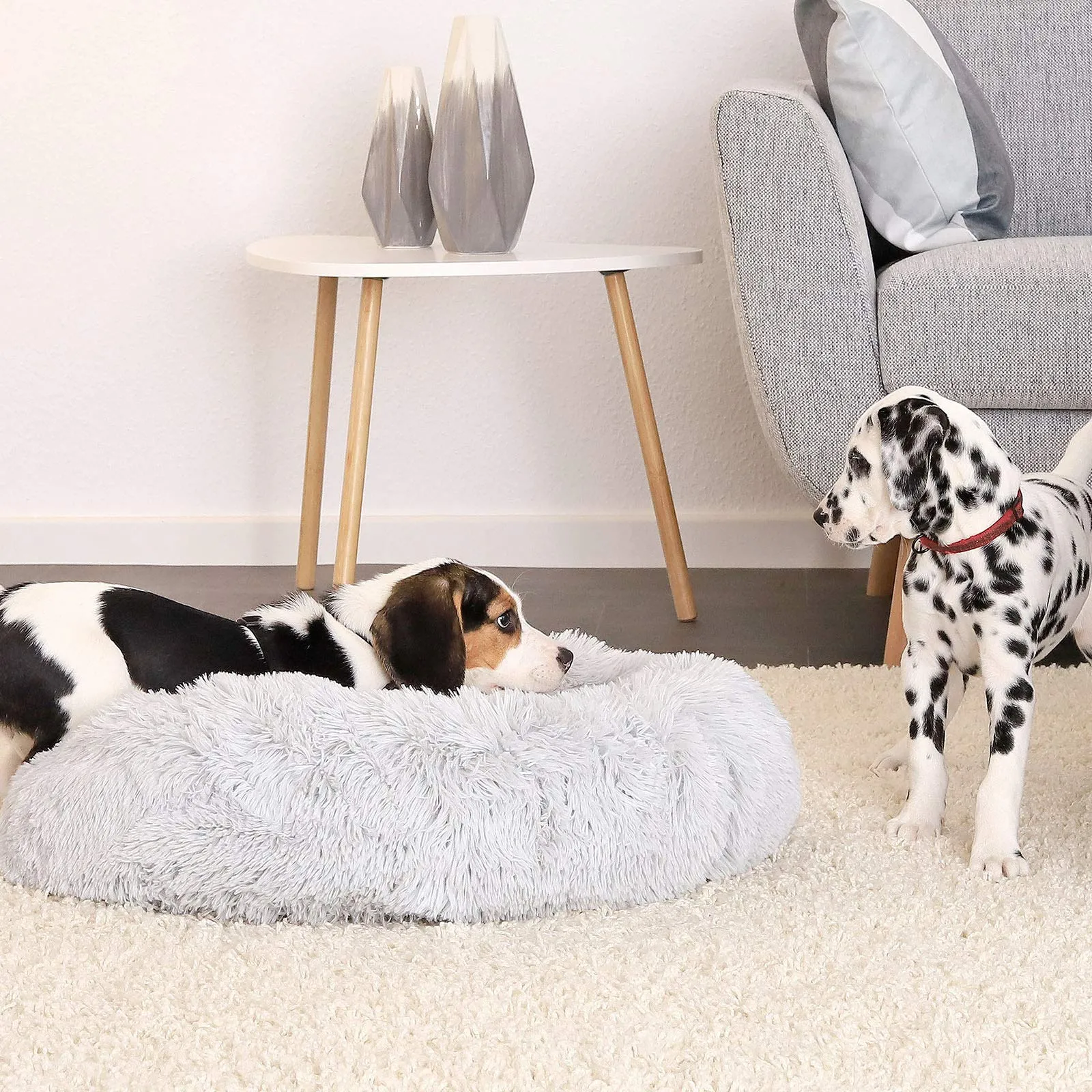 lionto Cuccia Ciambella per Cani e Gatti, Rotonda, Ø 60 cm, Grigio Chiaro - immagine 3