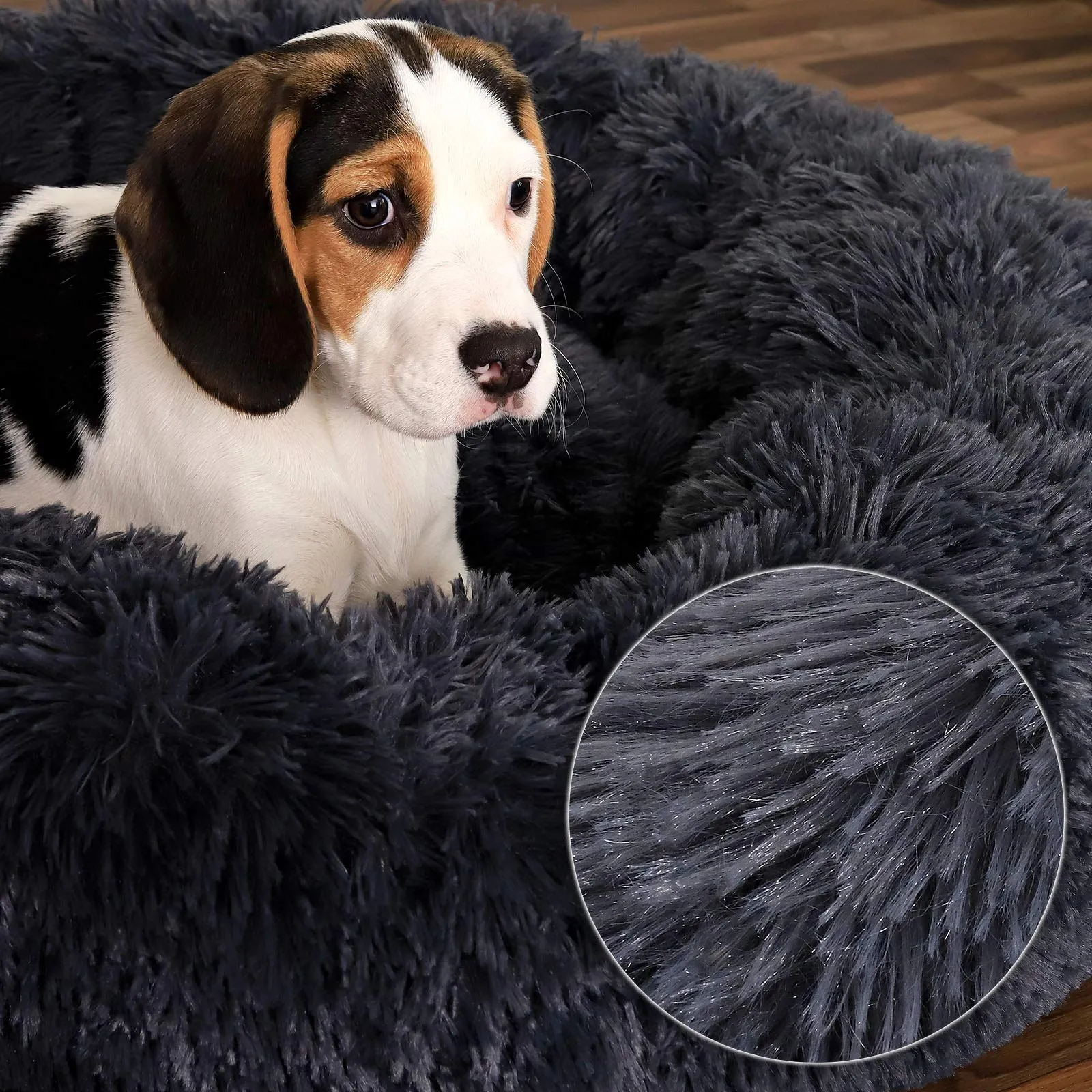 lionto Cuccia Ciambella per Cani e Gatti, Ø 60 cm, Grigio Scuro - immagine 4