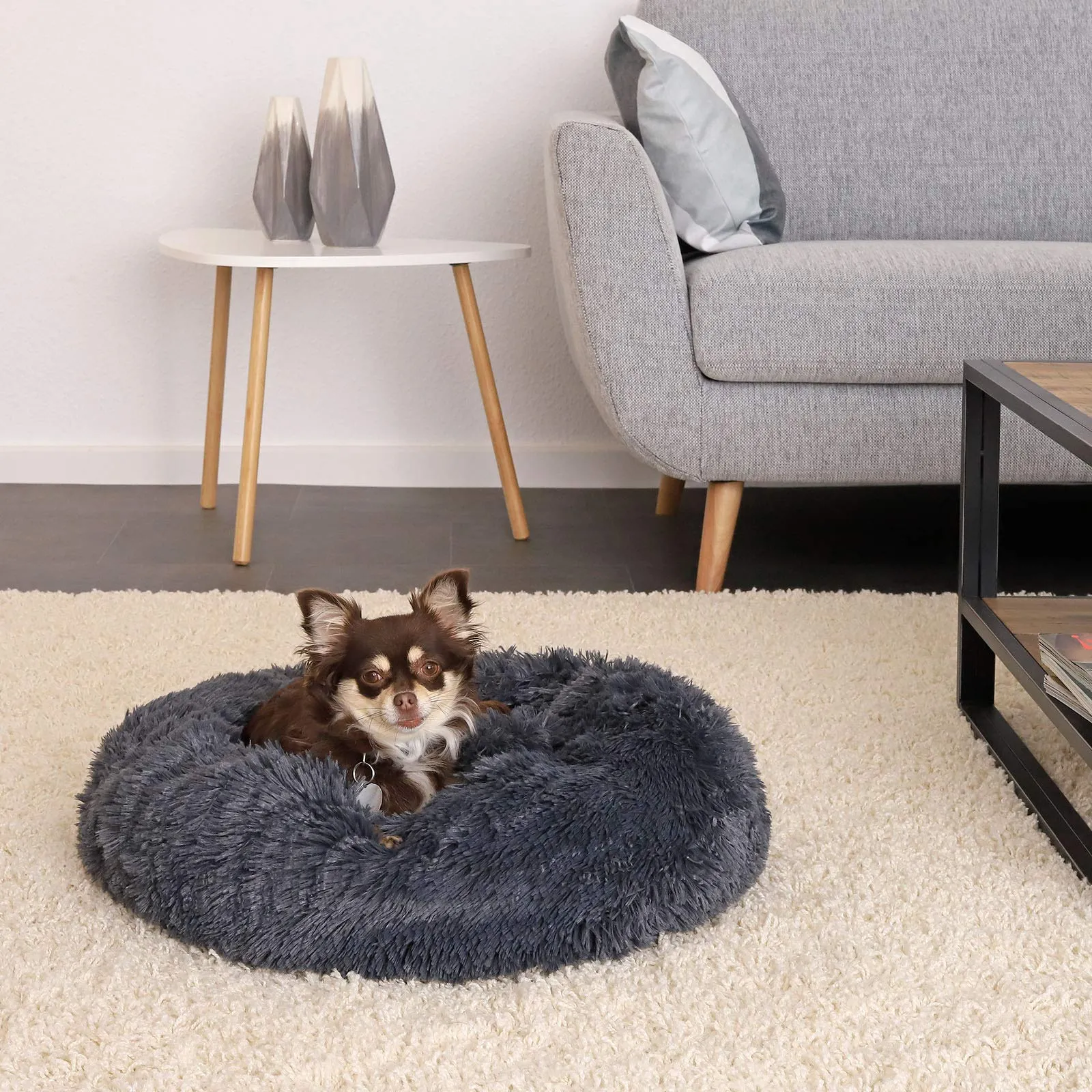 lionto Cuccia Ciambella per Cani e Gatti, Ø 50 cm, Grigio Scuro - immagine 2