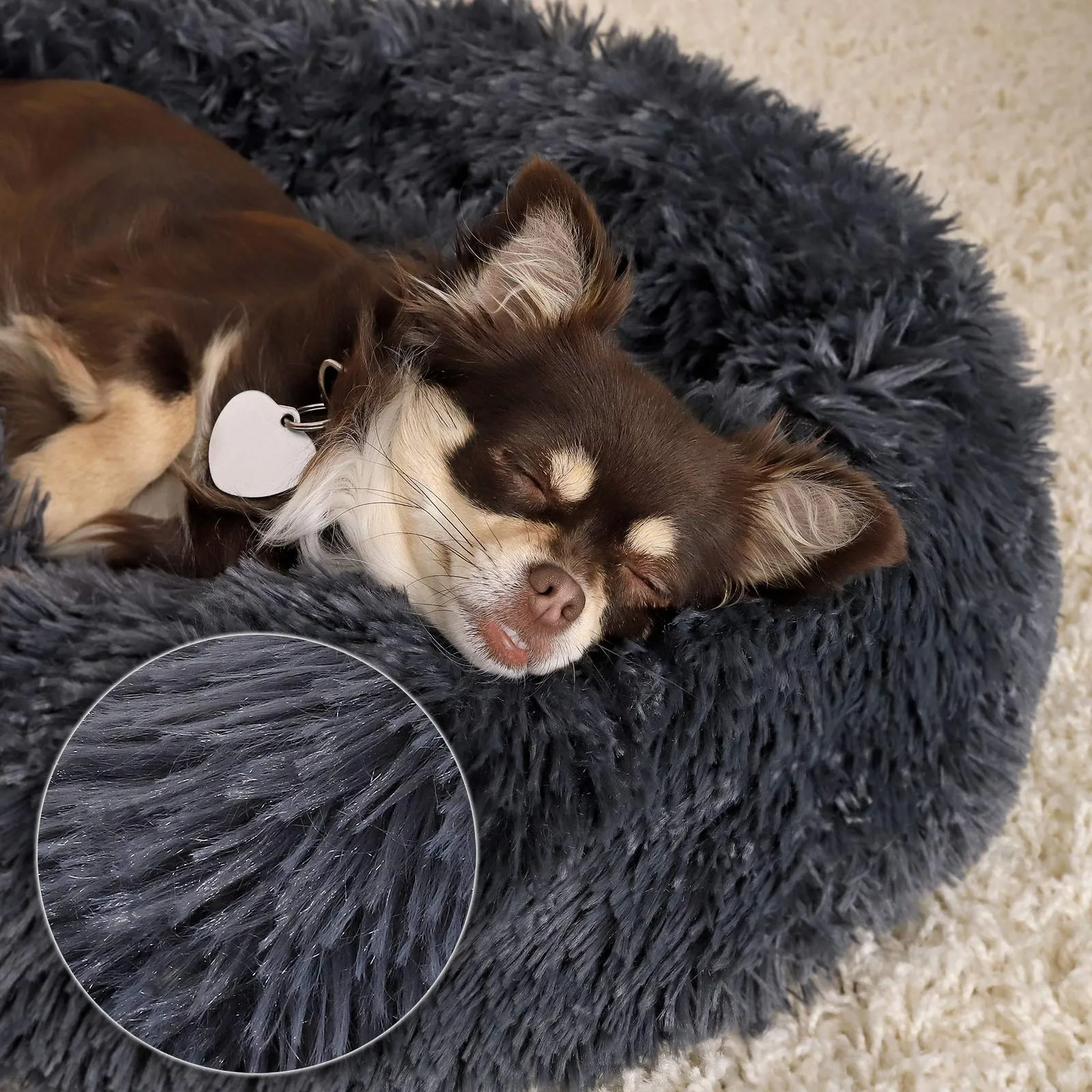 lionto Cuccia Ciambella per Cani e Gatti, Ø 50 cm, Grigio Scuro - immagine 4