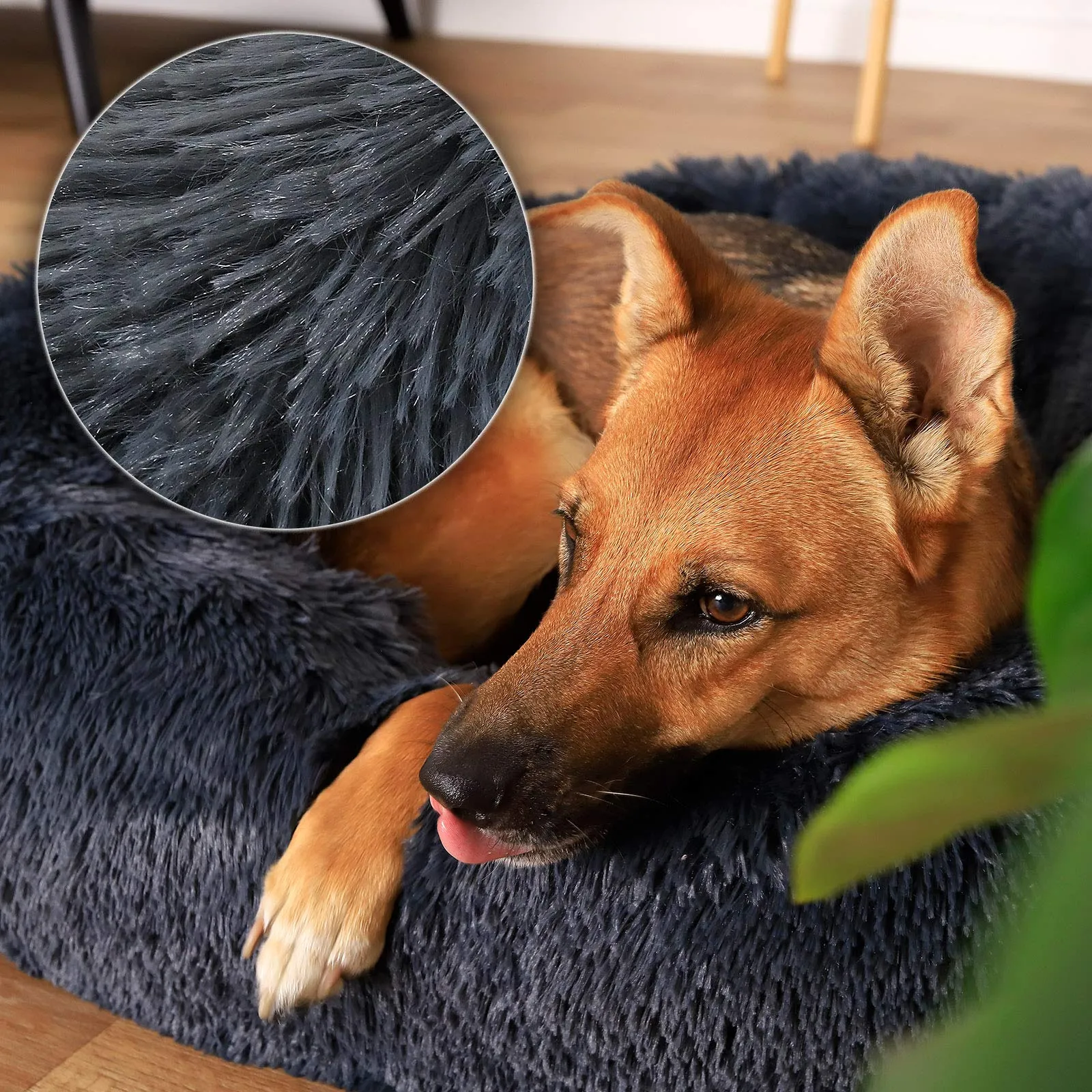 lionto Cuccia Ciambella per Cani e Gatti, Rotonda, Ø 80 cm, Grigio Scuro - immagine 3