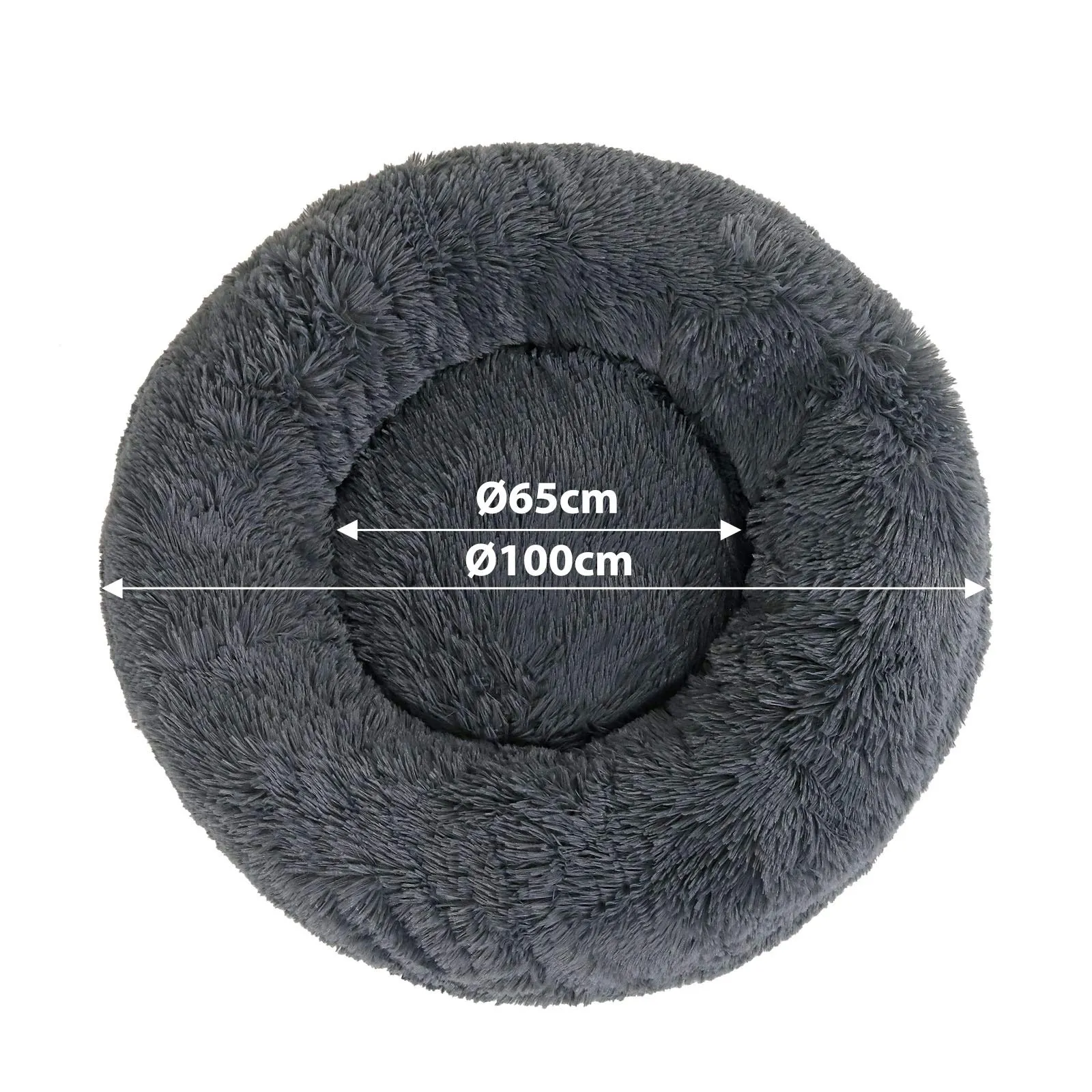 lionto Cuccia Ciambella per Cani e Gatti, Rotonda, Ø 100 cm, Grigio Scuro - immagine 6