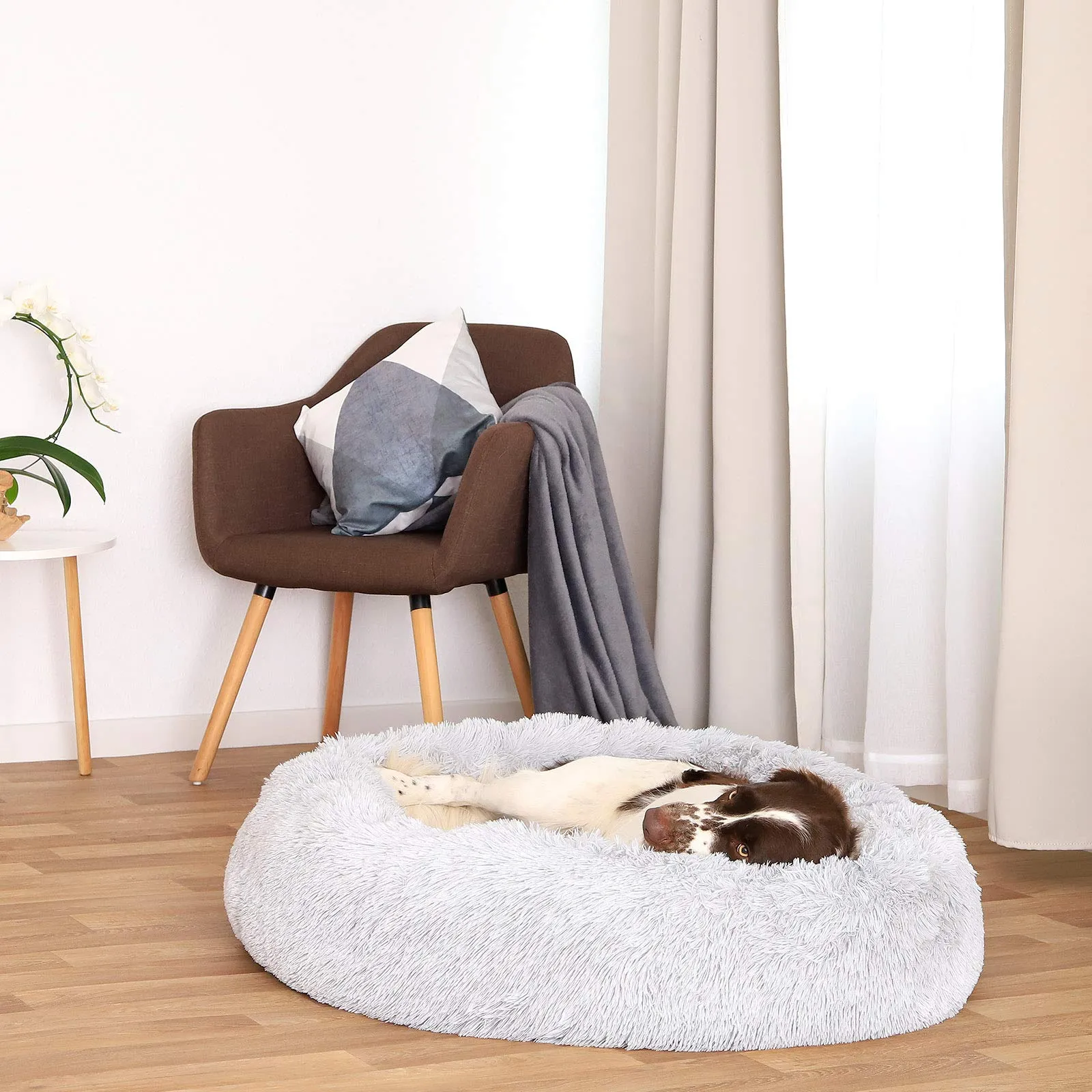 lionto Cuccia Ciambella per Cani e Gatti, Rotonda, 100 cm, Grigio Chiaro - immagine 3