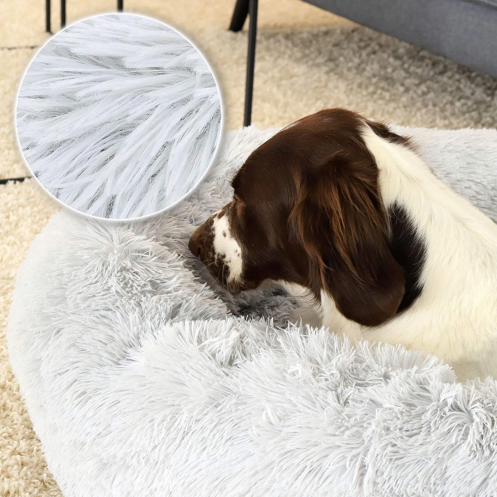 lionto Cuccia Ciambella per Cani e Gatti, Rotonda, 100 cm, Grigio Chiaro - immagine 4