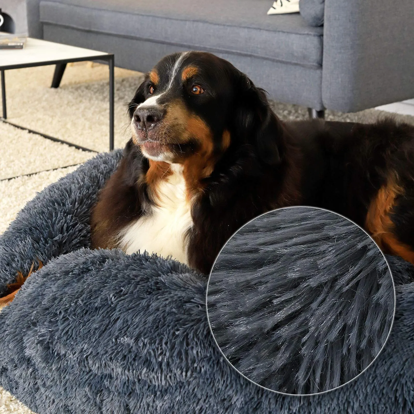lionto Cuccia Ciambella per Cani e Gatti, Ø 120 cm, Grigio Scuro - immagine 3