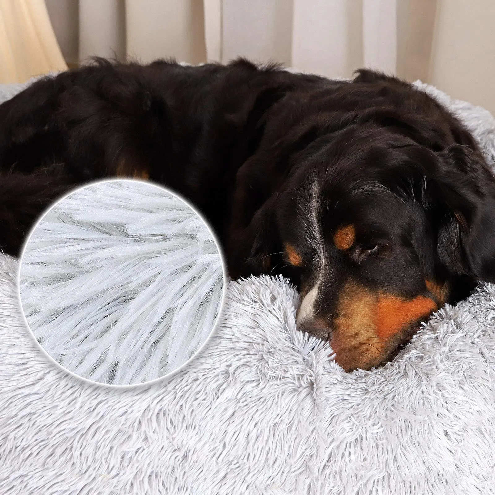 lionto Cuccia Ciambella per Cani e Gatti, Rotonda, Ø 120 cm, Grigio Chiaro - immagine 3