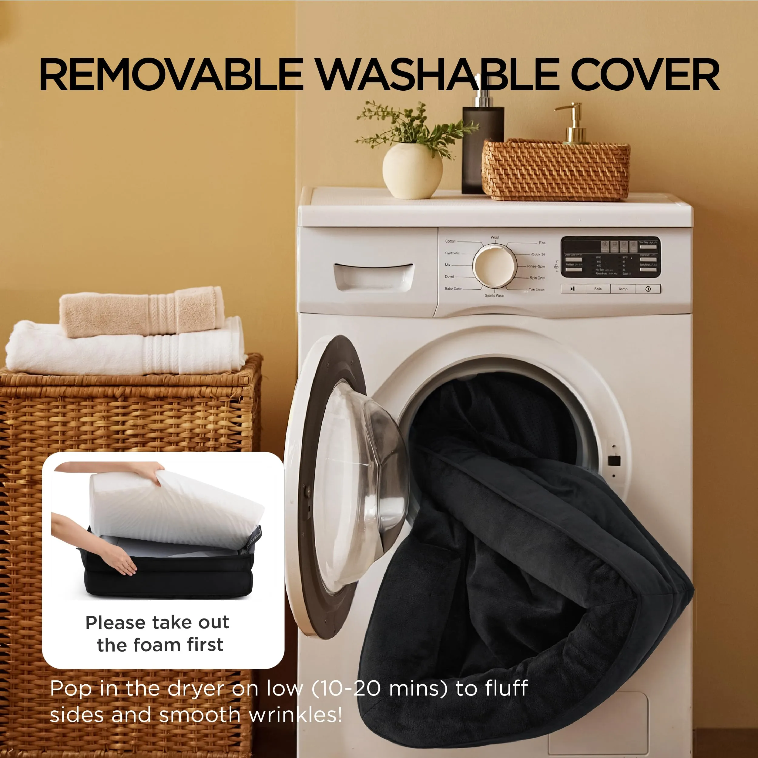 Bedsure Cuccia Ortopedica Lavabile per Cani Grandi, 89x63cm, Nero - immagine 5
