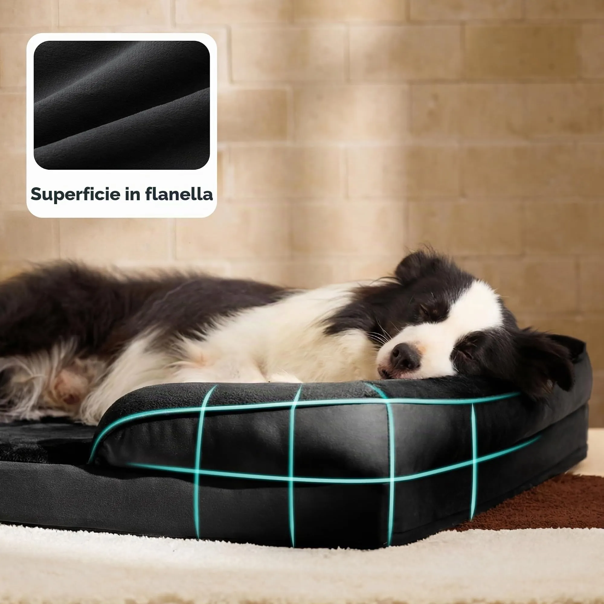 Bedsure Cuccia Ortopedica Lavabile per Cani Grandi, 106x80cm, Nero - immagine 6