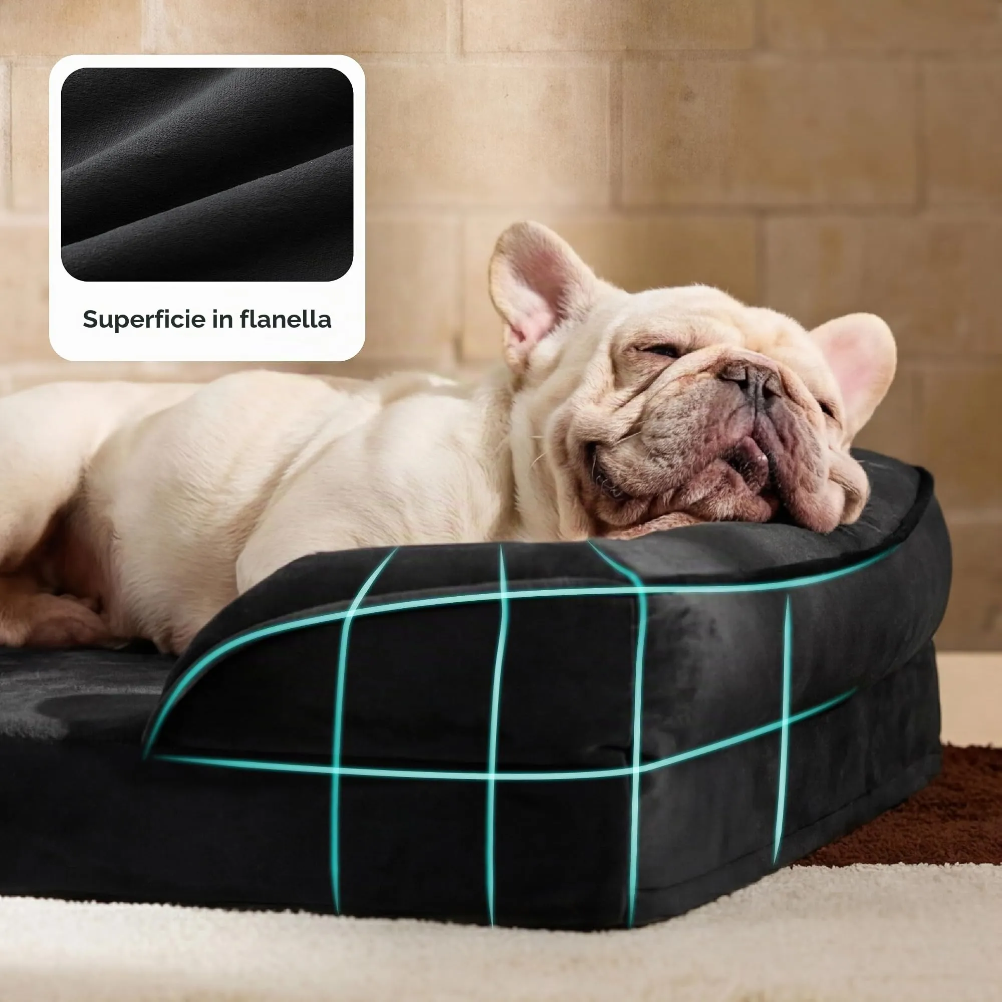 Bedsure Cuccia Ortopedica Lavabile per Cani Piccoli, 71x58cm, Nero - immagine 6