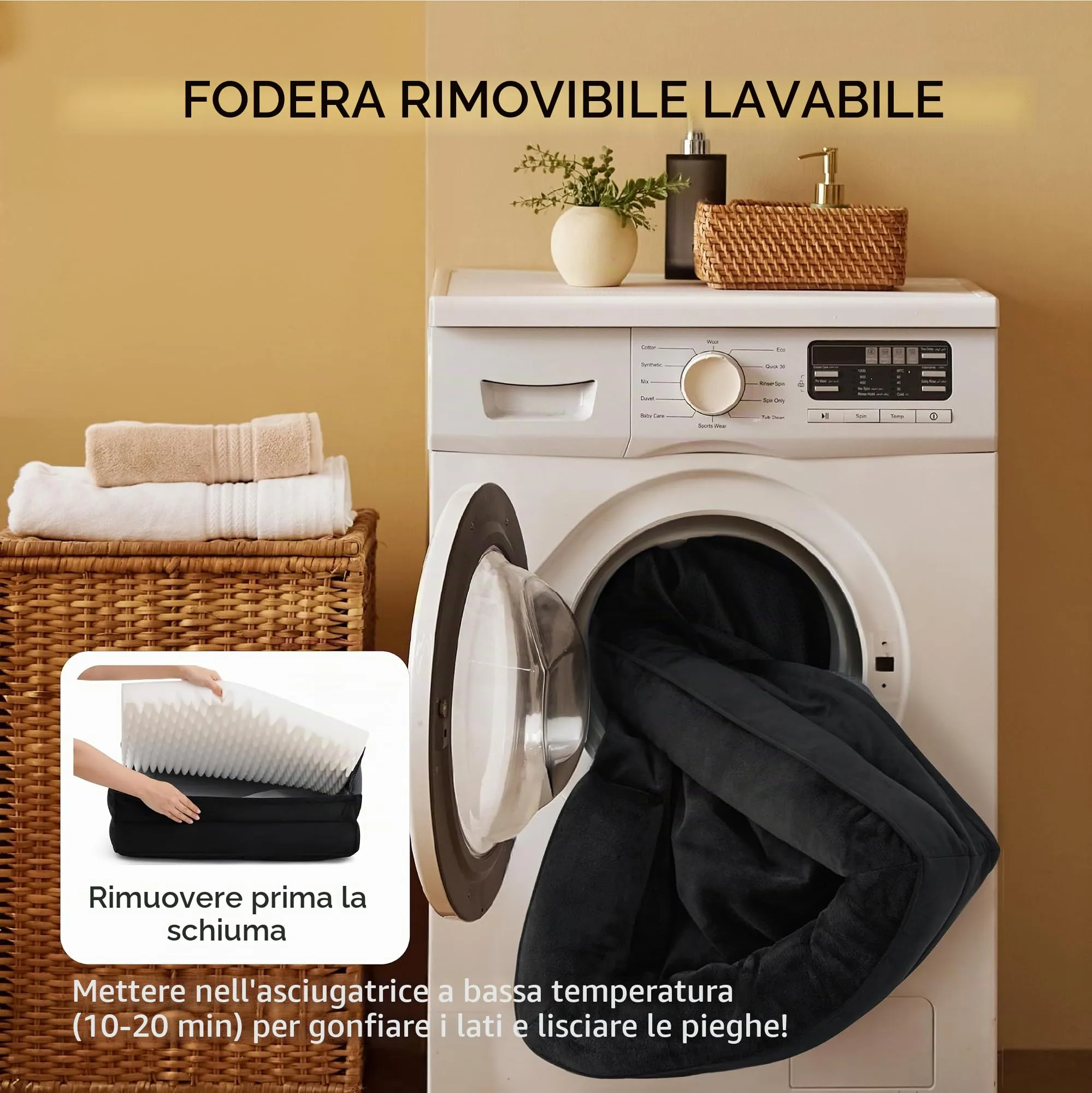 Bedsure Cuccia Ortopedica Lavabile per Cani XXL, 132x104cm, Nero - immagine 5