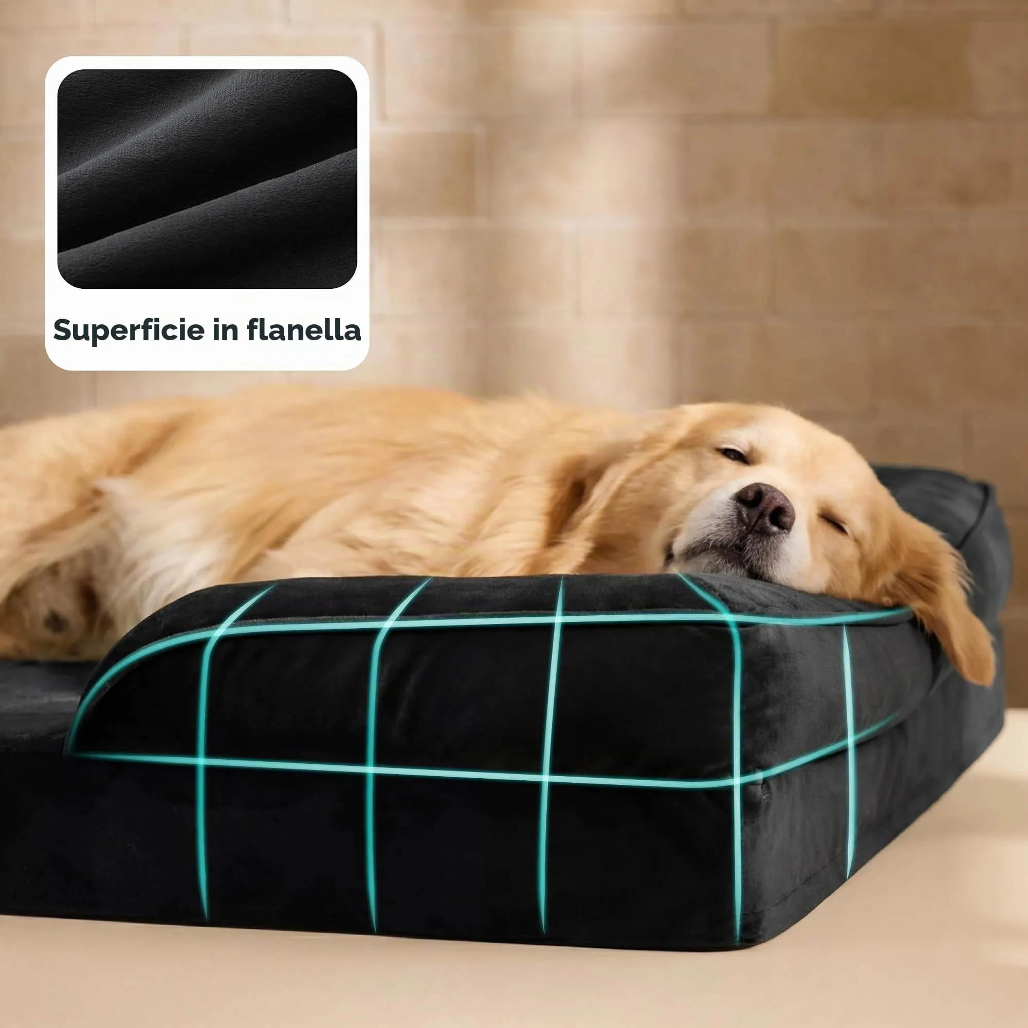 Bedsure Cuccia Ortopedica Lavabile per Cani XXL, 132x104cm, Nero - immagine 6