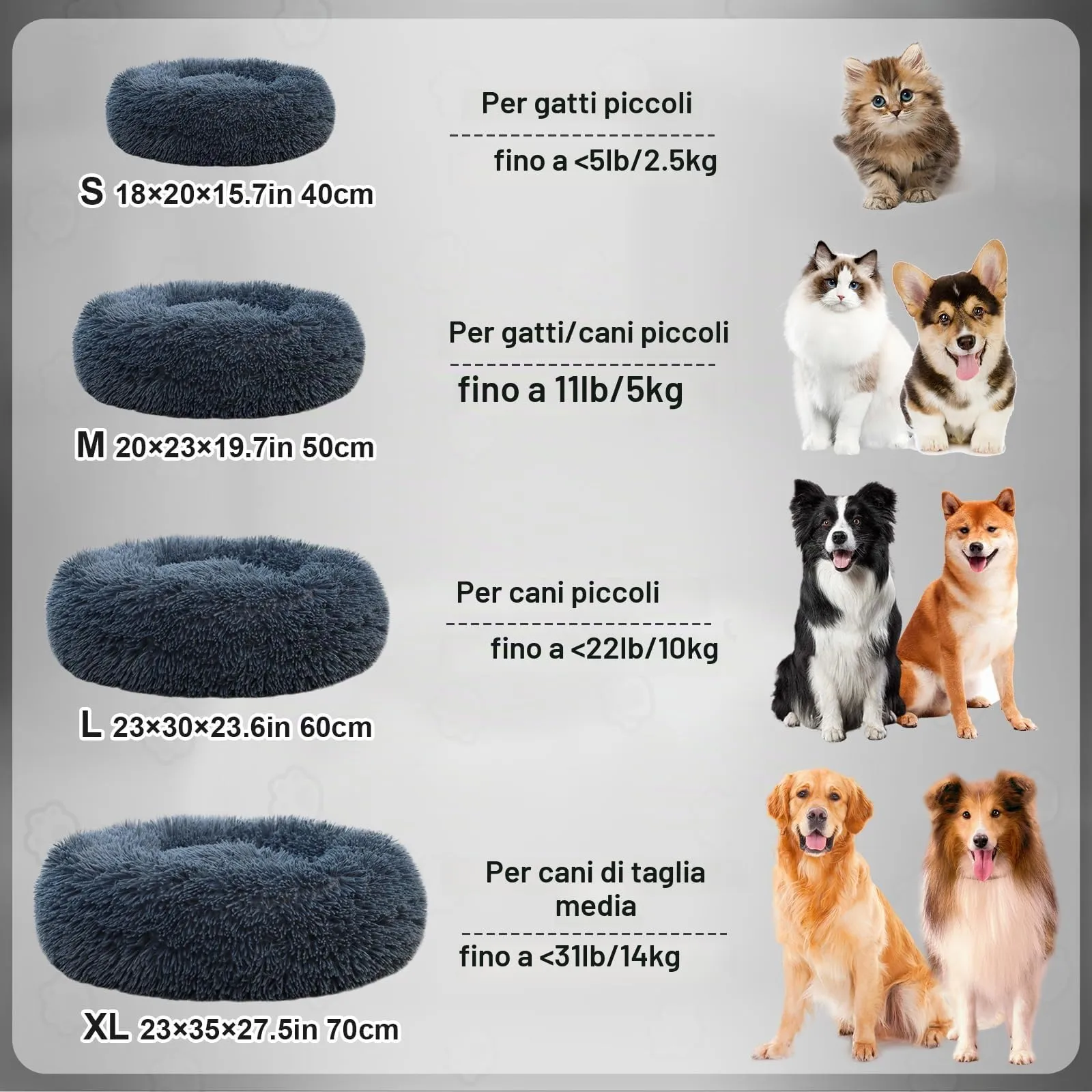 MDDK DY Cuccia Rotonda per Cani e Gatti, 50 cm, Grigio Scuro - immagine 6