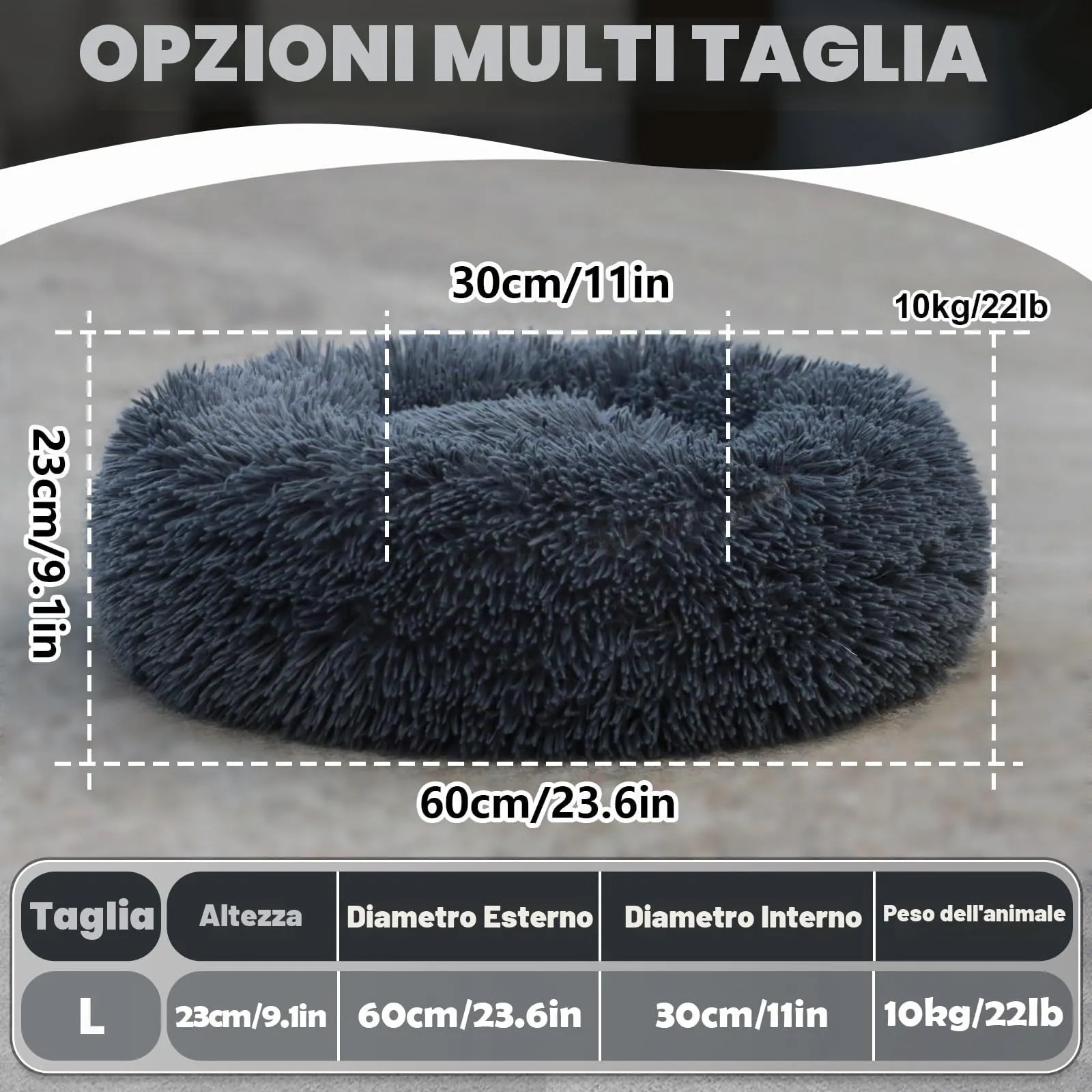 MDDK DY Cuccia Cane Interno Rotondo, 60 cm, Lavabile, fino a 10 kg - immagine 3