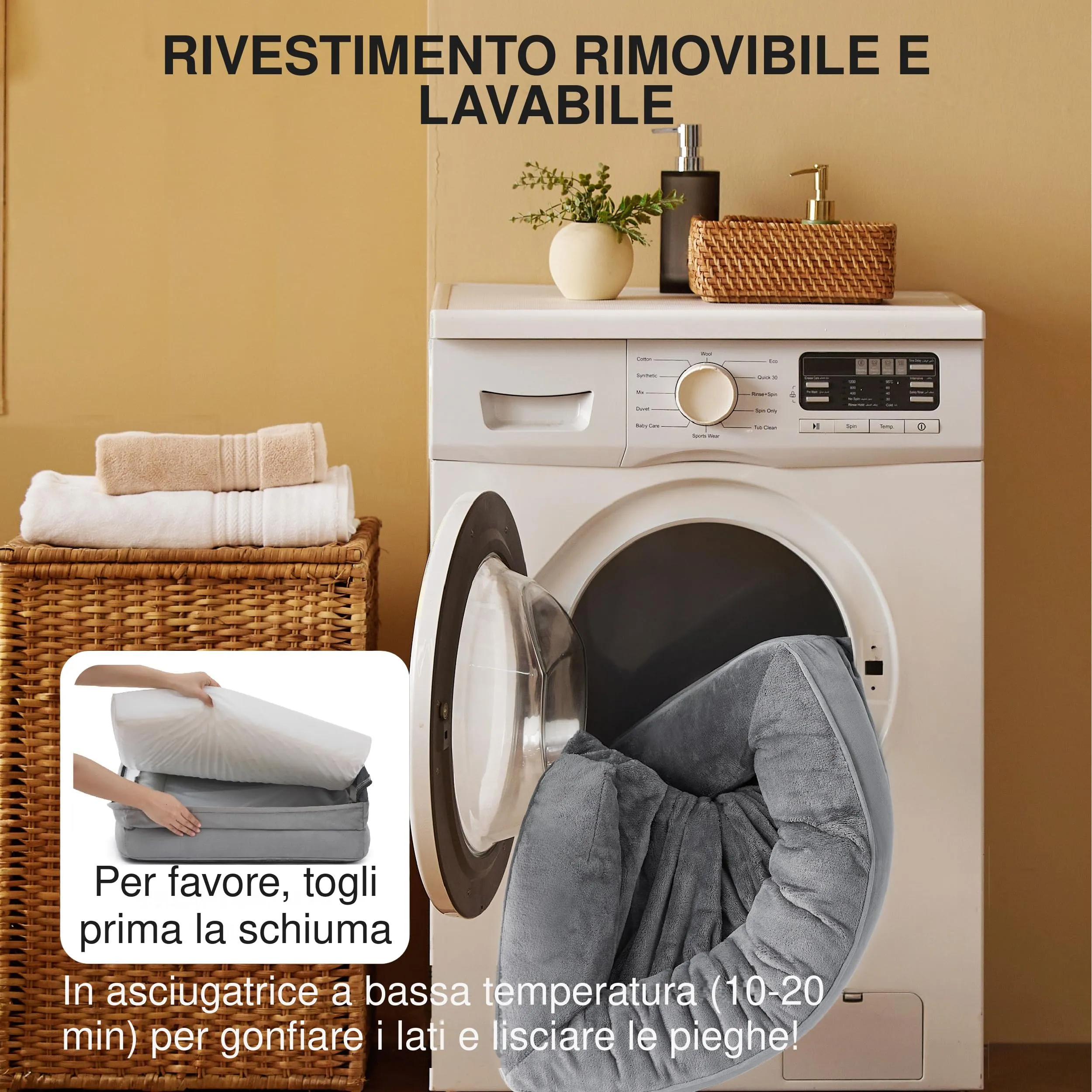 Bedsure Cuccia Ortopedica Lavabile per Cani Grandi, 97x71cm, Grigio - immagine 5