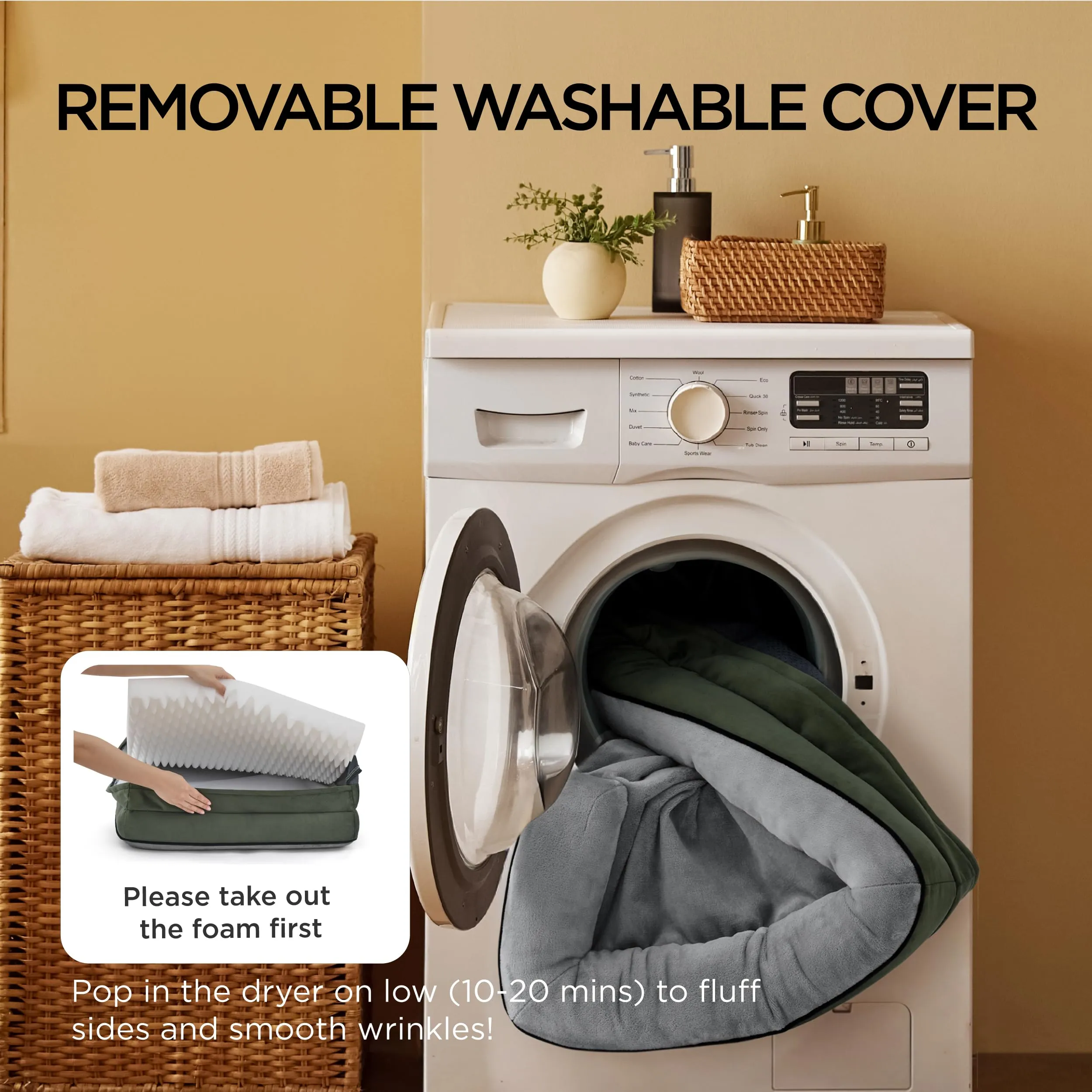 Bedsure Cuccia Ortopedica Lavabile per Cani XXL, 132x104cm, Verde scuro - immagine 5