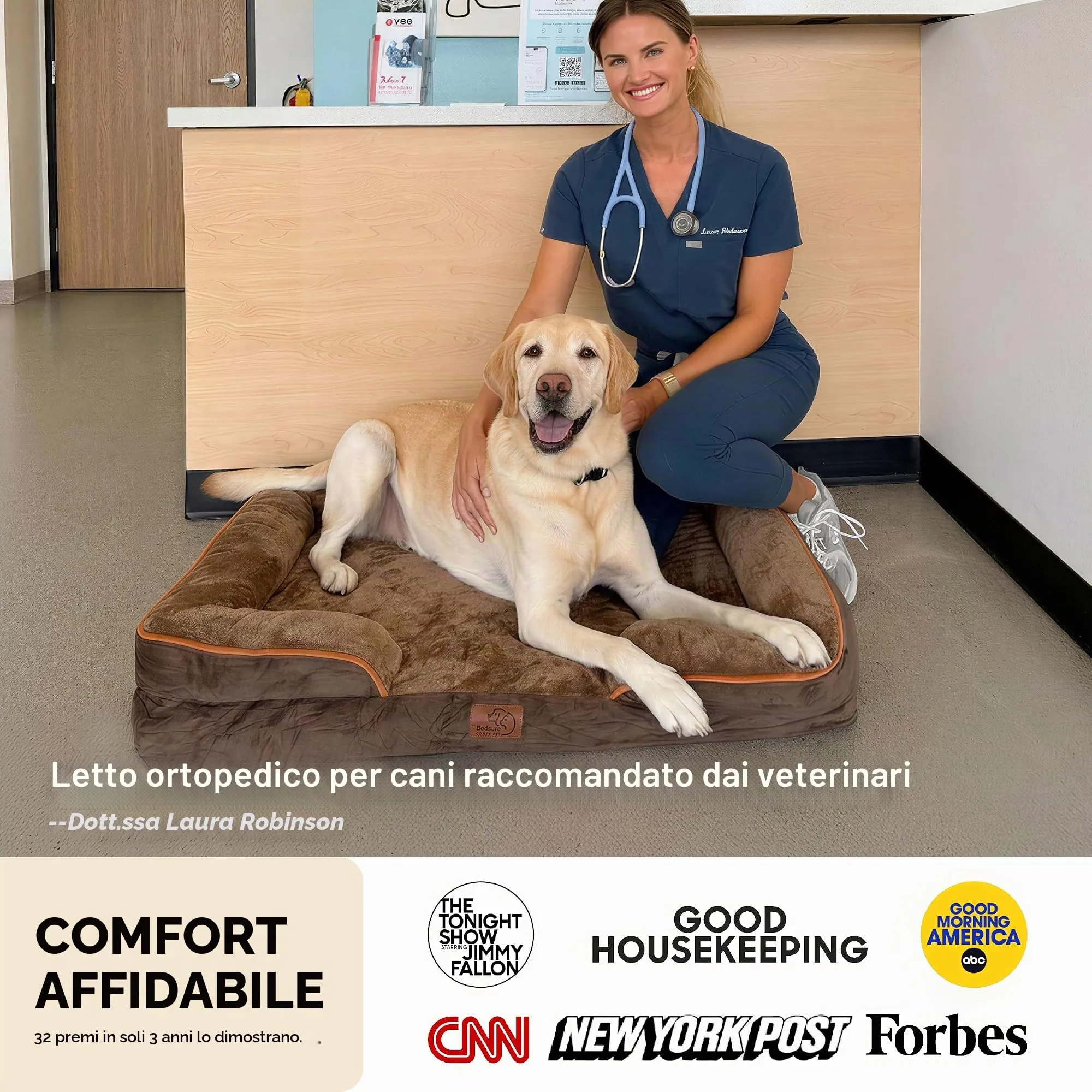 Bedsure Cuccia Ortopedica Lavabile per Cani, 71x58cm, Verde scuro - immagine 2