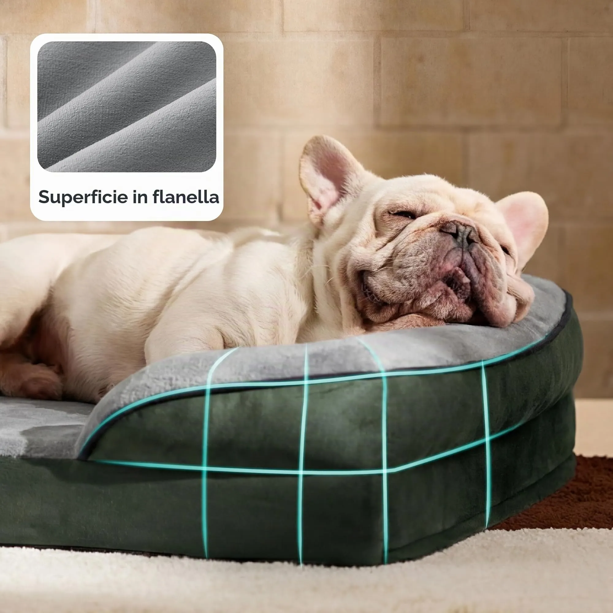 Bedsure Cuccia Ortopedica Lavabile per Cani, 71x58cm, Verde scuro - immagine 6