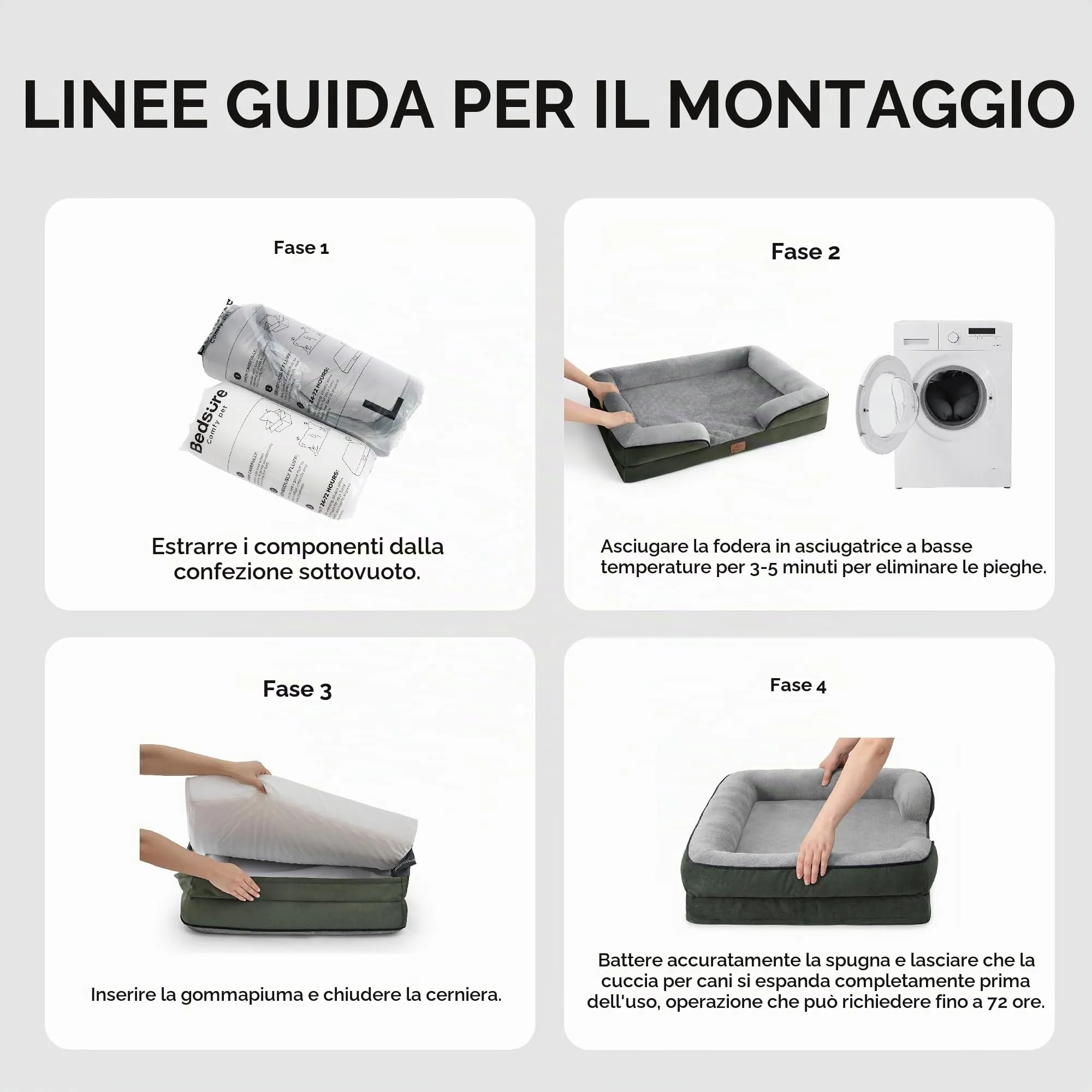 Bedsure Cuccia Ortopedica Lavabile per Cani, 71x58cm, Verde scuro - immagine 8