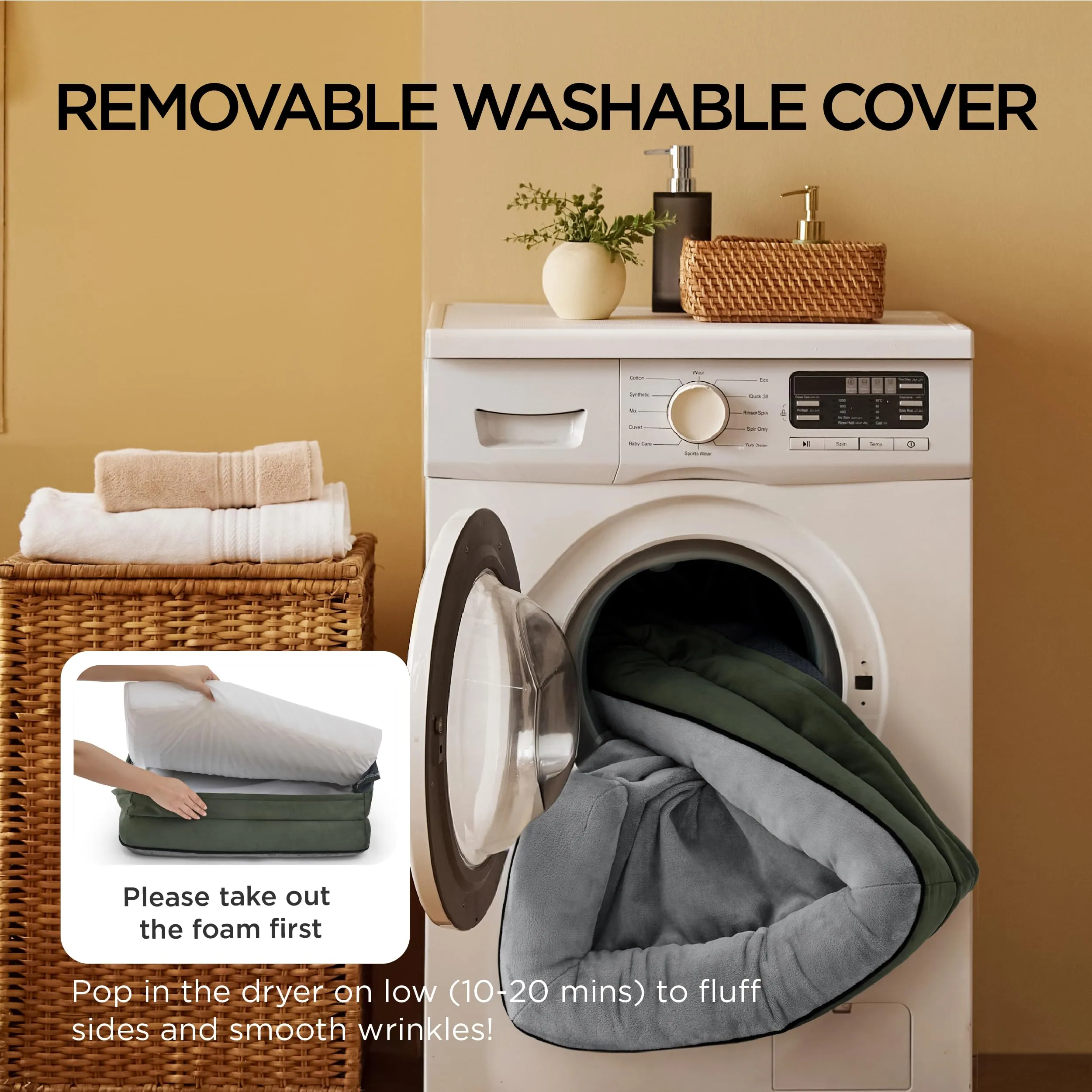 Bedsure Cuccia Ortopedica Lavabile per Cani Grandi, 106x80cm, Verde scuro - immagine 5