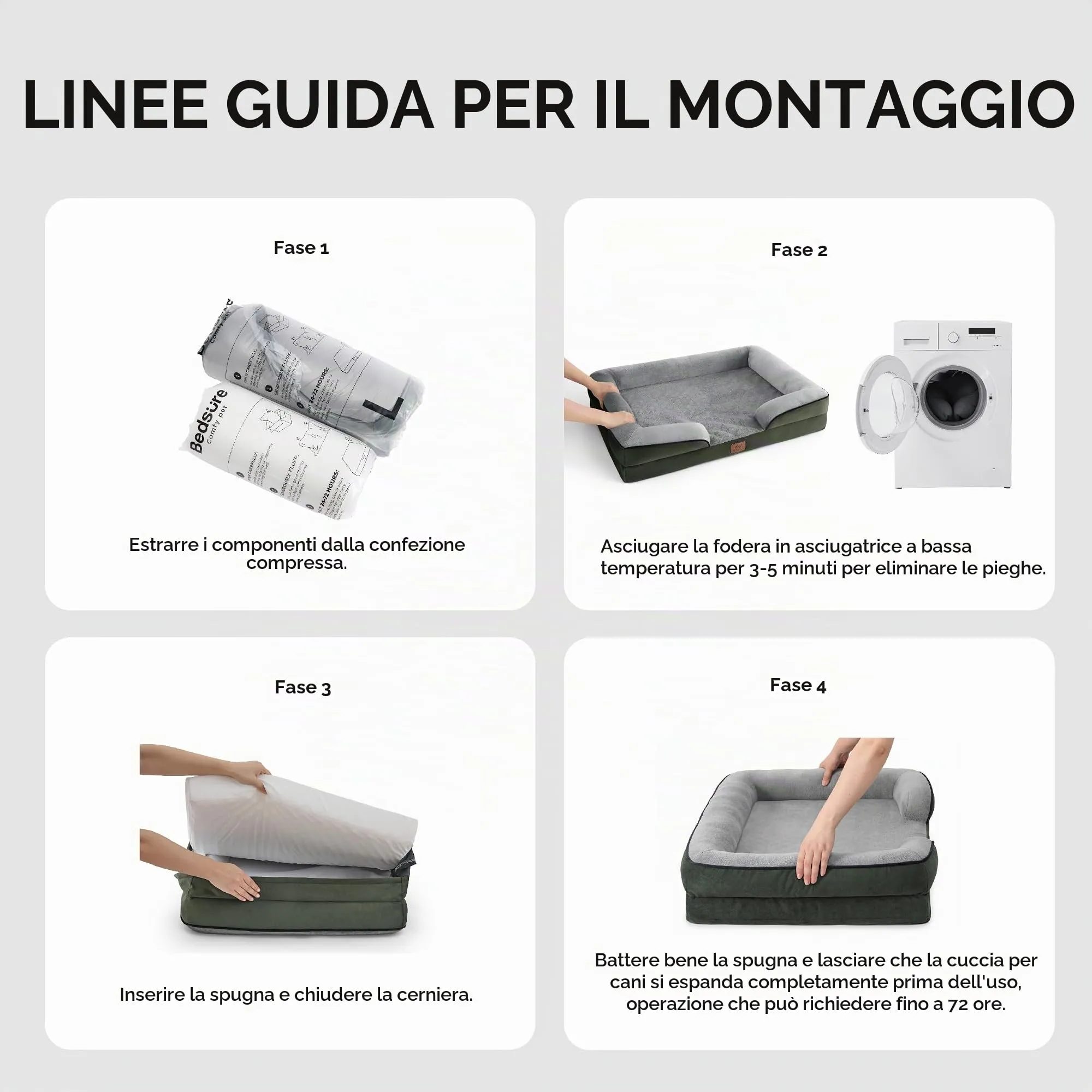 Bedsure Cuccia Ortopedica Lavabile per Cani Grandi, 106x80cm, Verde scuro - immagine 8