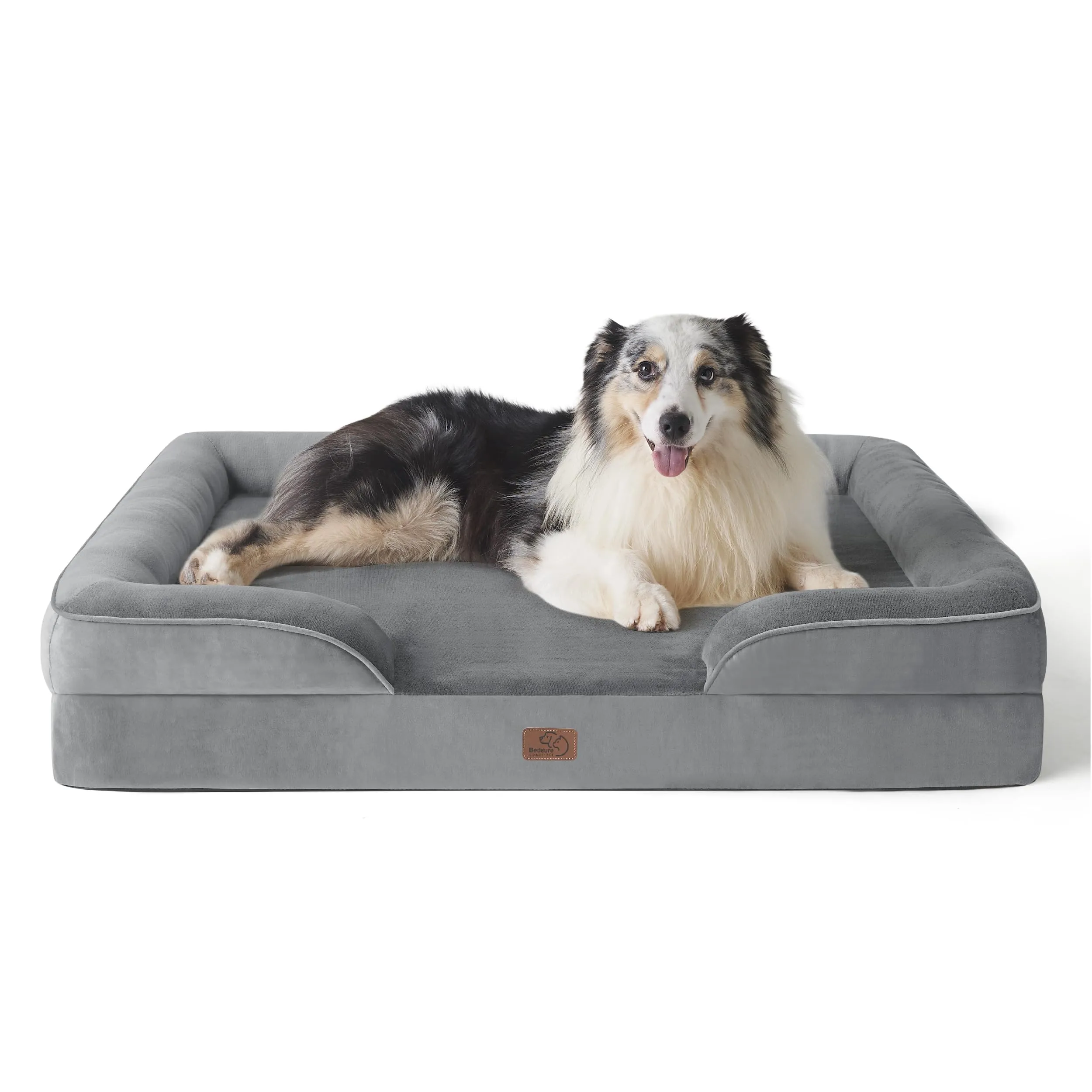 Bedsure Letto per Cani Grande 106x80x16.5 cm, Divano Egg Foam Grigio, Cuscino Sfoderabile e Lavabile - immagine 1