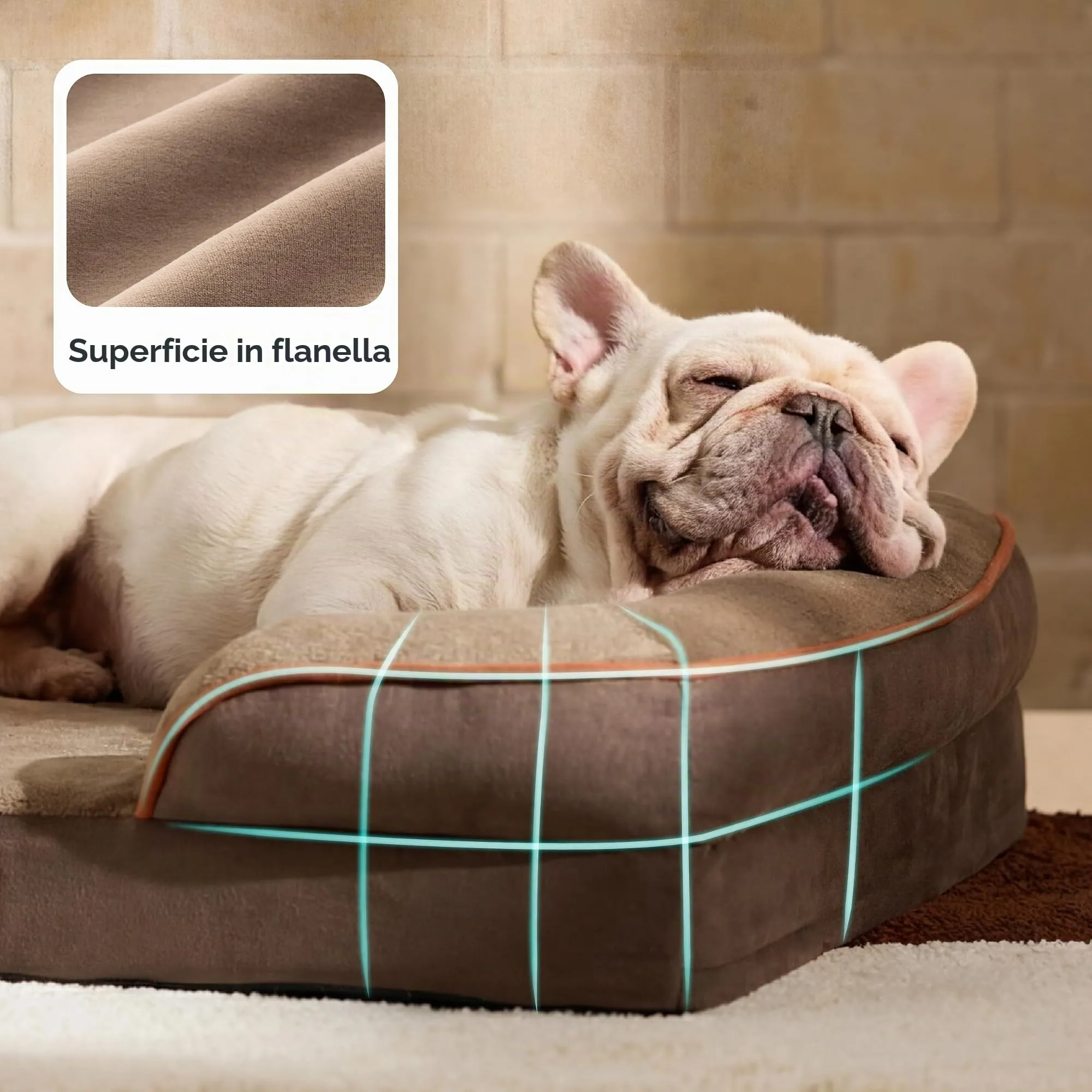 Bedsure Cuccia Ortopedica Lavabile per Cani Piccoli, 71x58cm, Marrone - immagine 6