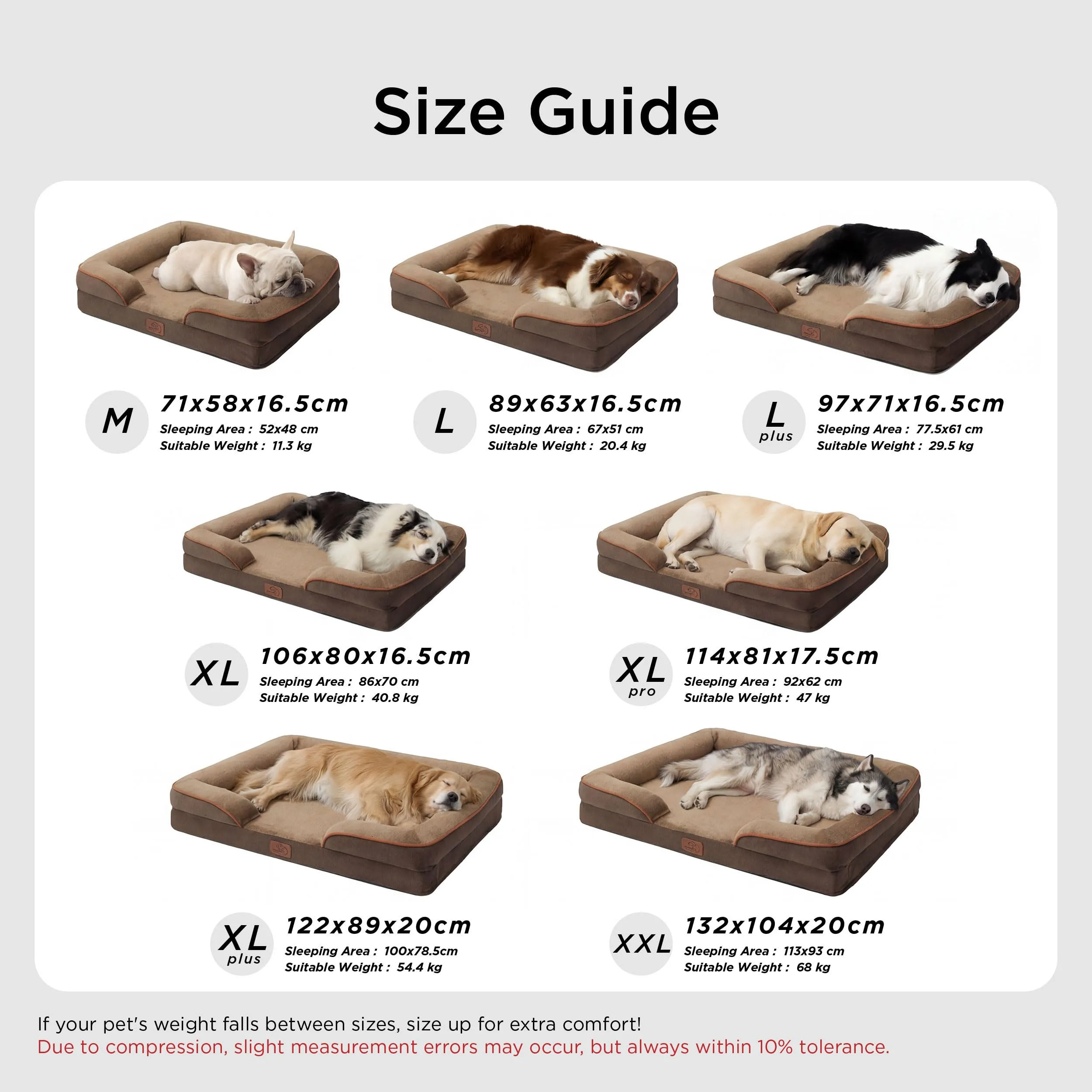 Bedsure Cuccia Ortopedica Lavabile per Cani Grandi, 89x63cm, Marrone - immagine 4